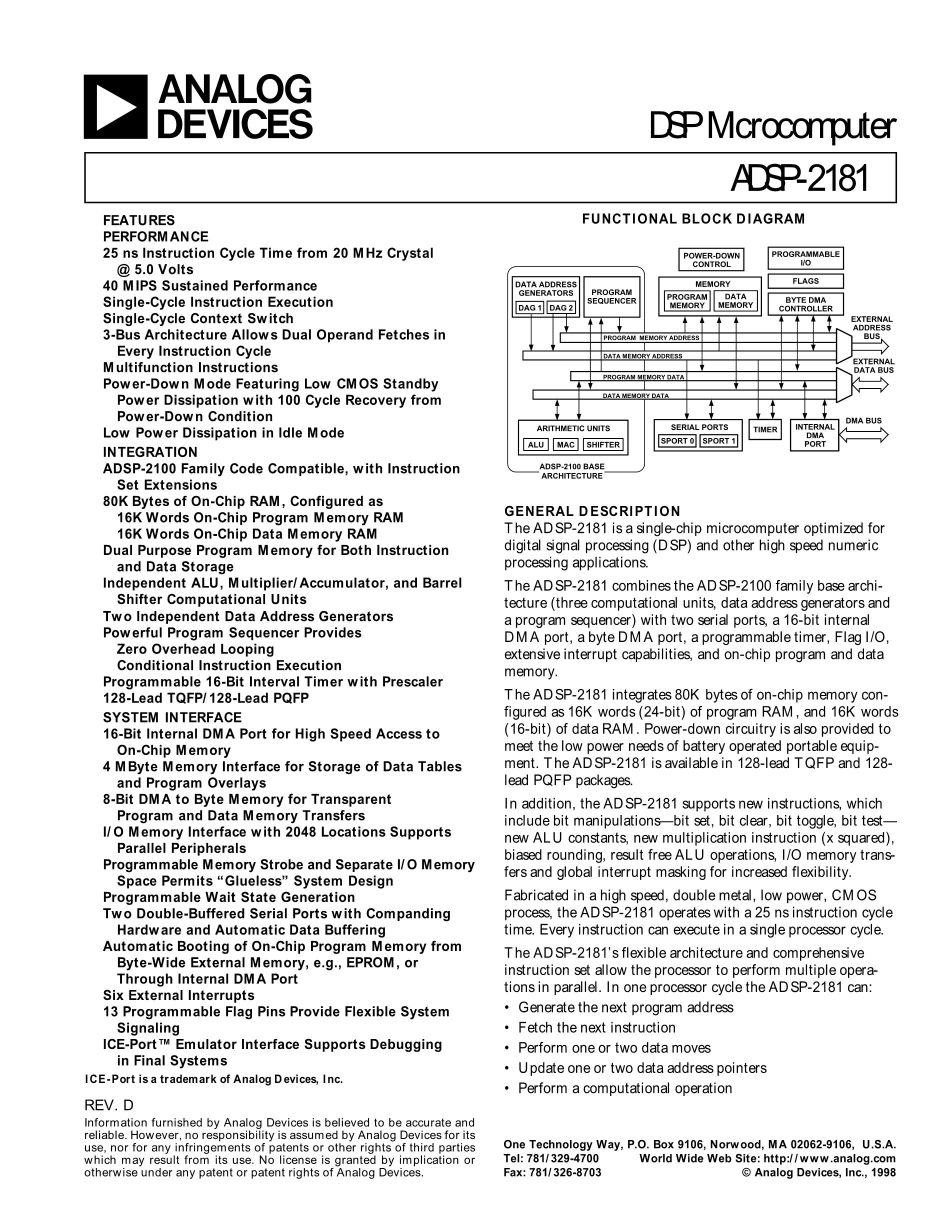 ADSP-2181KSZ-160's pdf picture 1