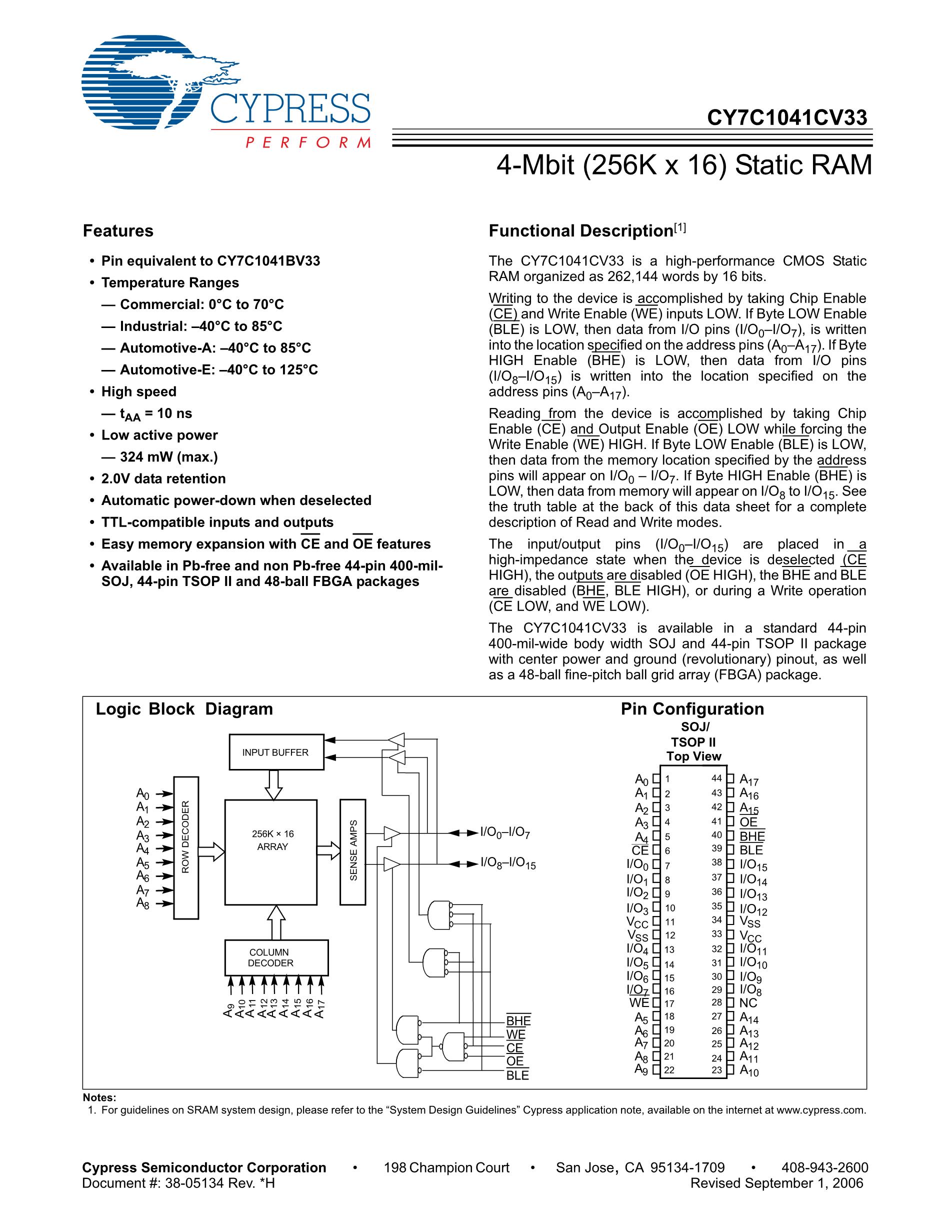 CY7C1041CV33-15ZXC's pdf picture 1