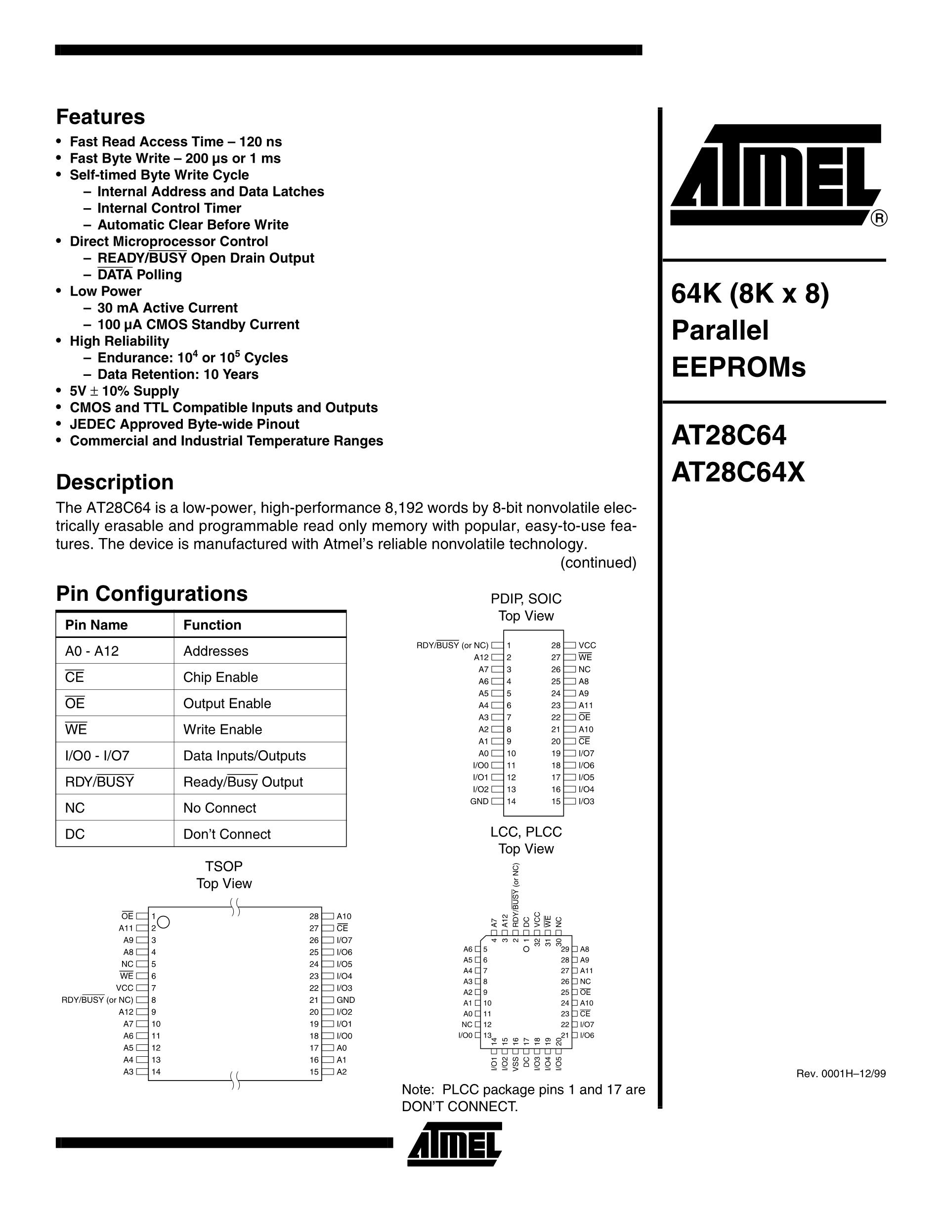 AT28C64-20JI's pdf picture 1