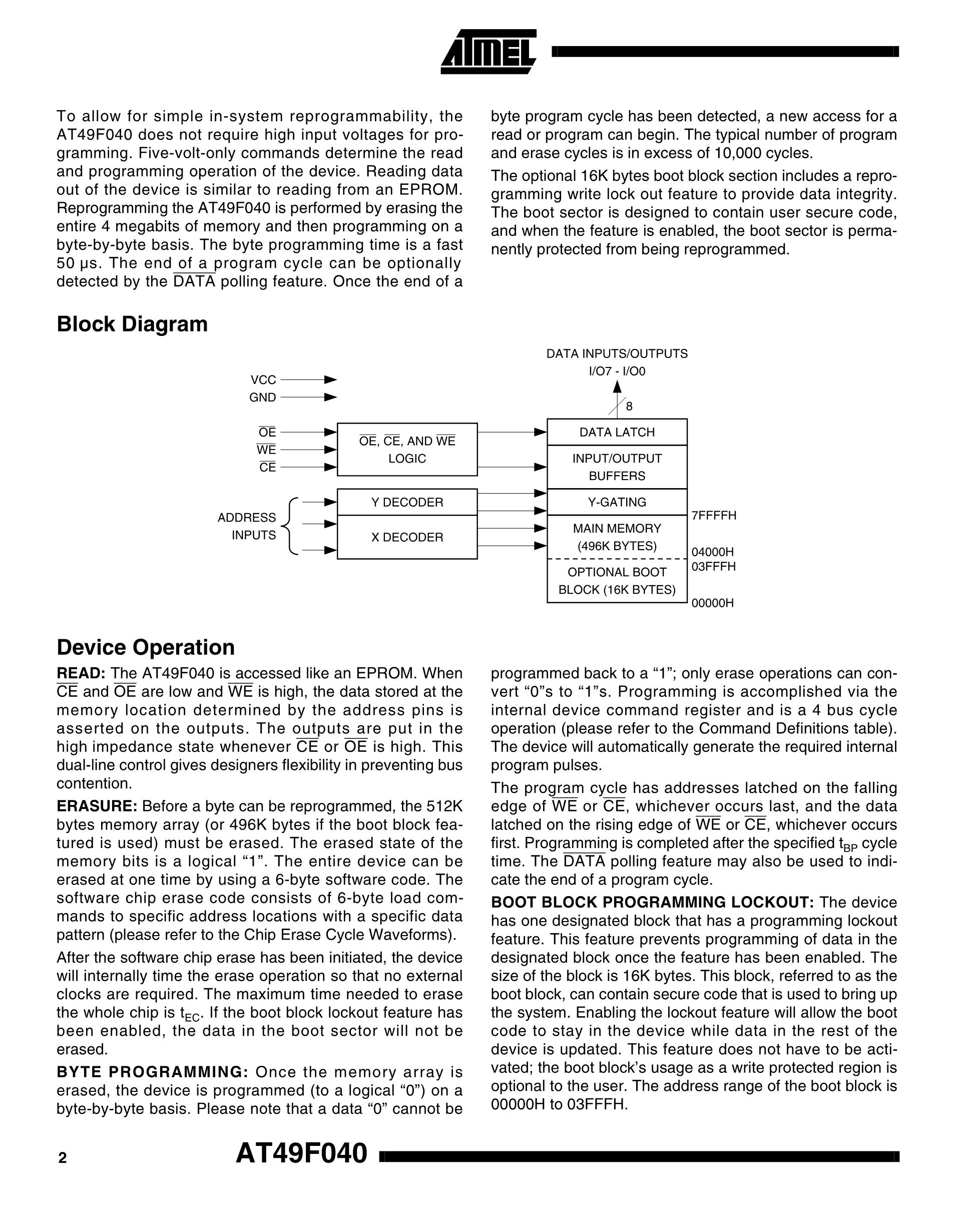 AT49F040-90JC's pdf picture 2