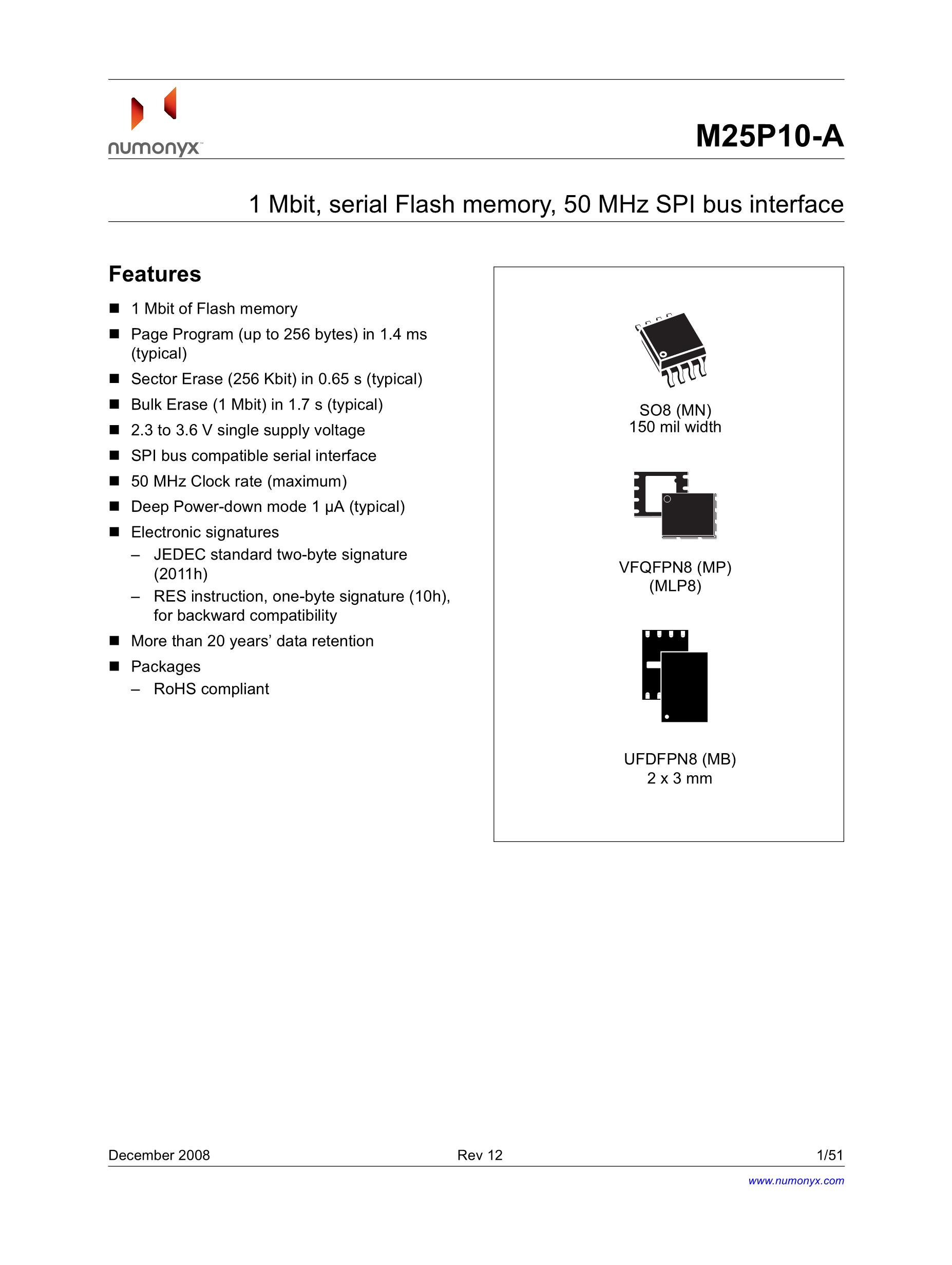 M25P10-AVMN6's pdf picture 1