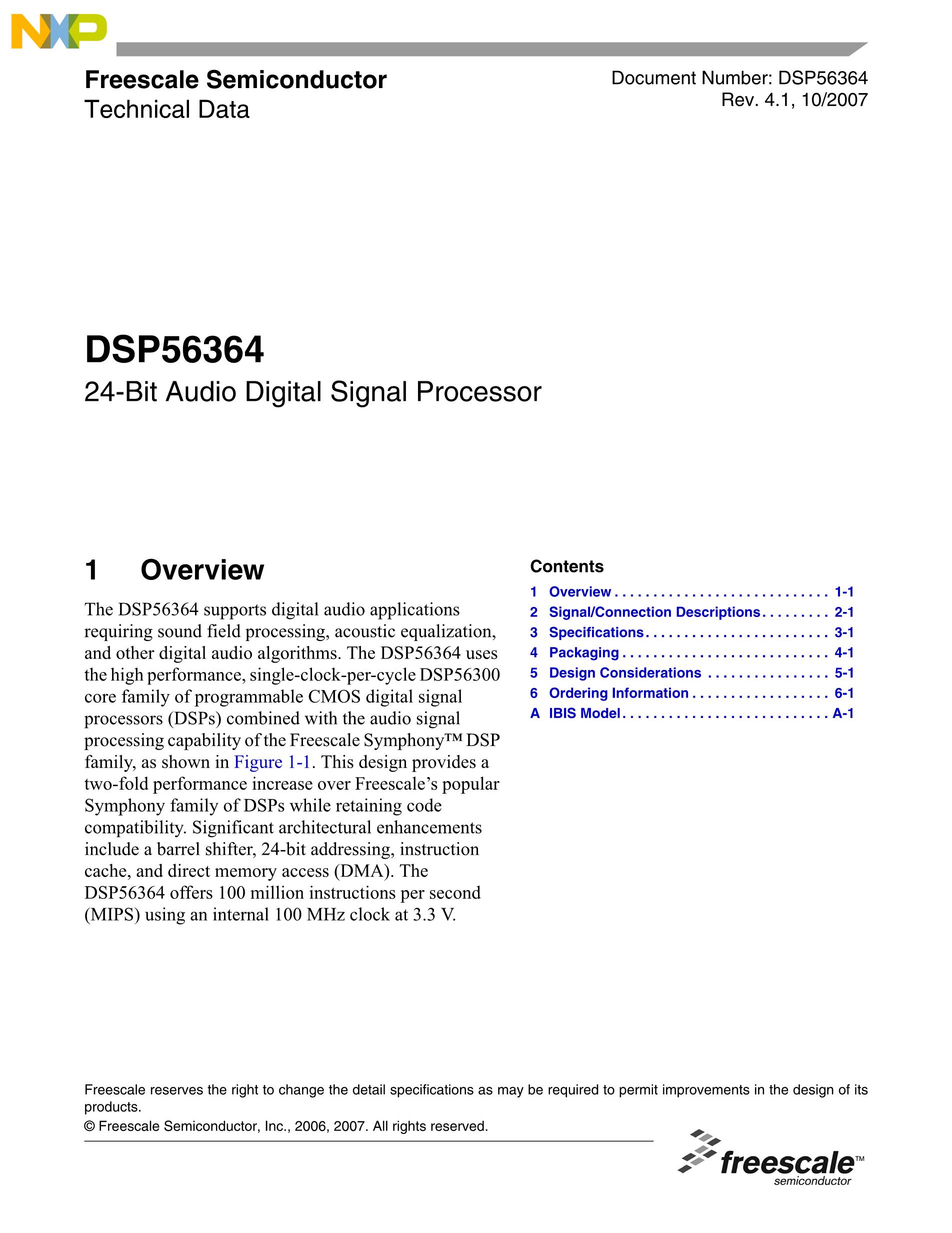 DSPB56364AF100's pdf picture 1