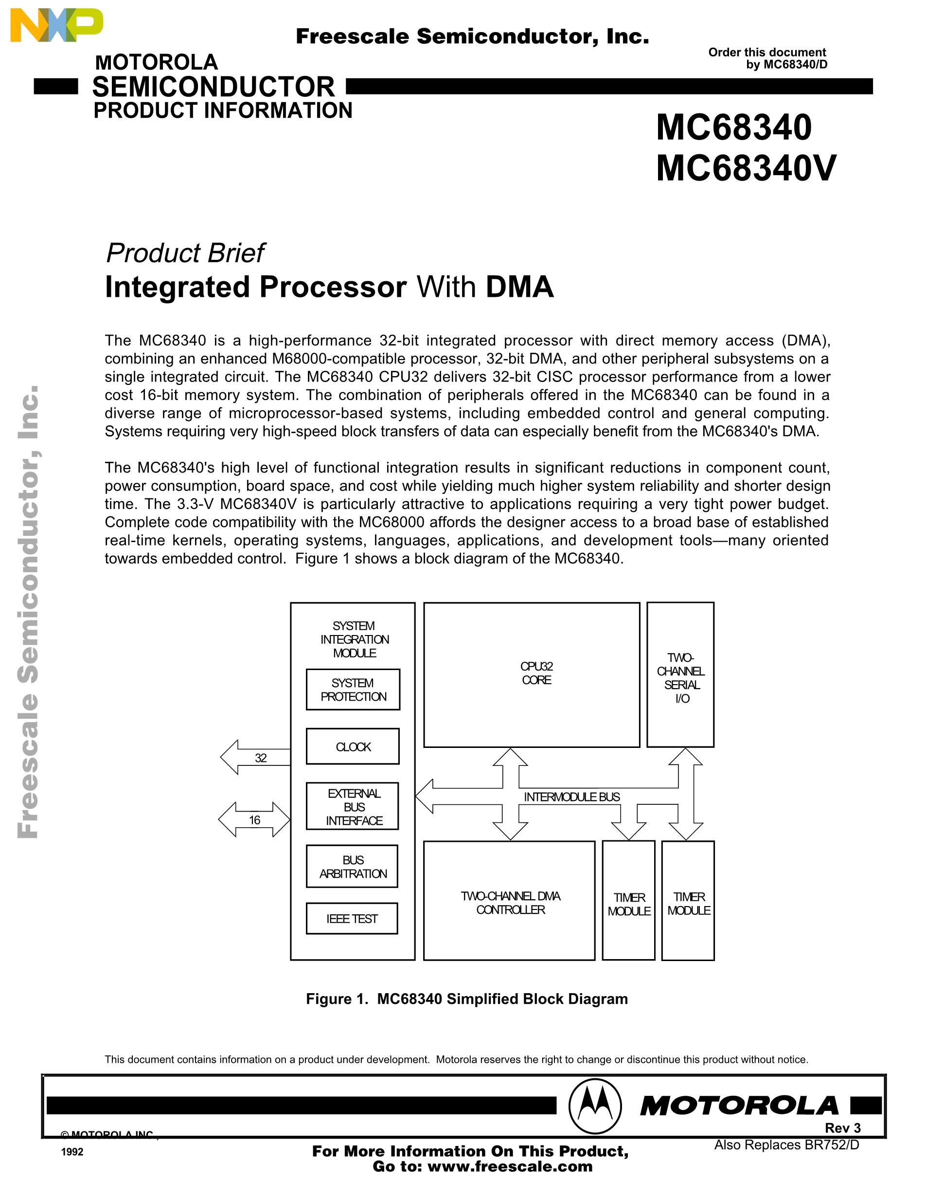 MC68340CFE16E's pdf picture 1