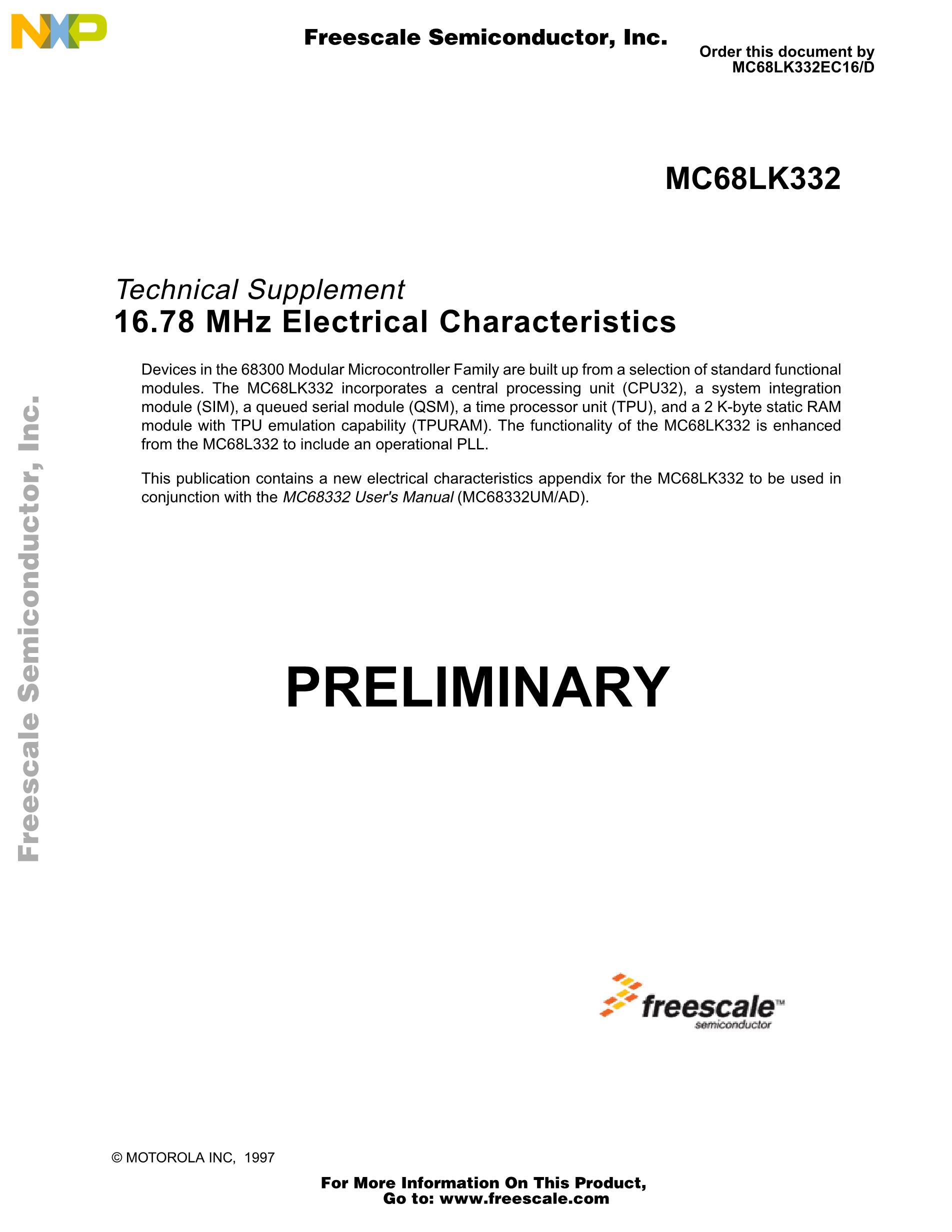 MC68LK332ACAG16's pdf picture 1