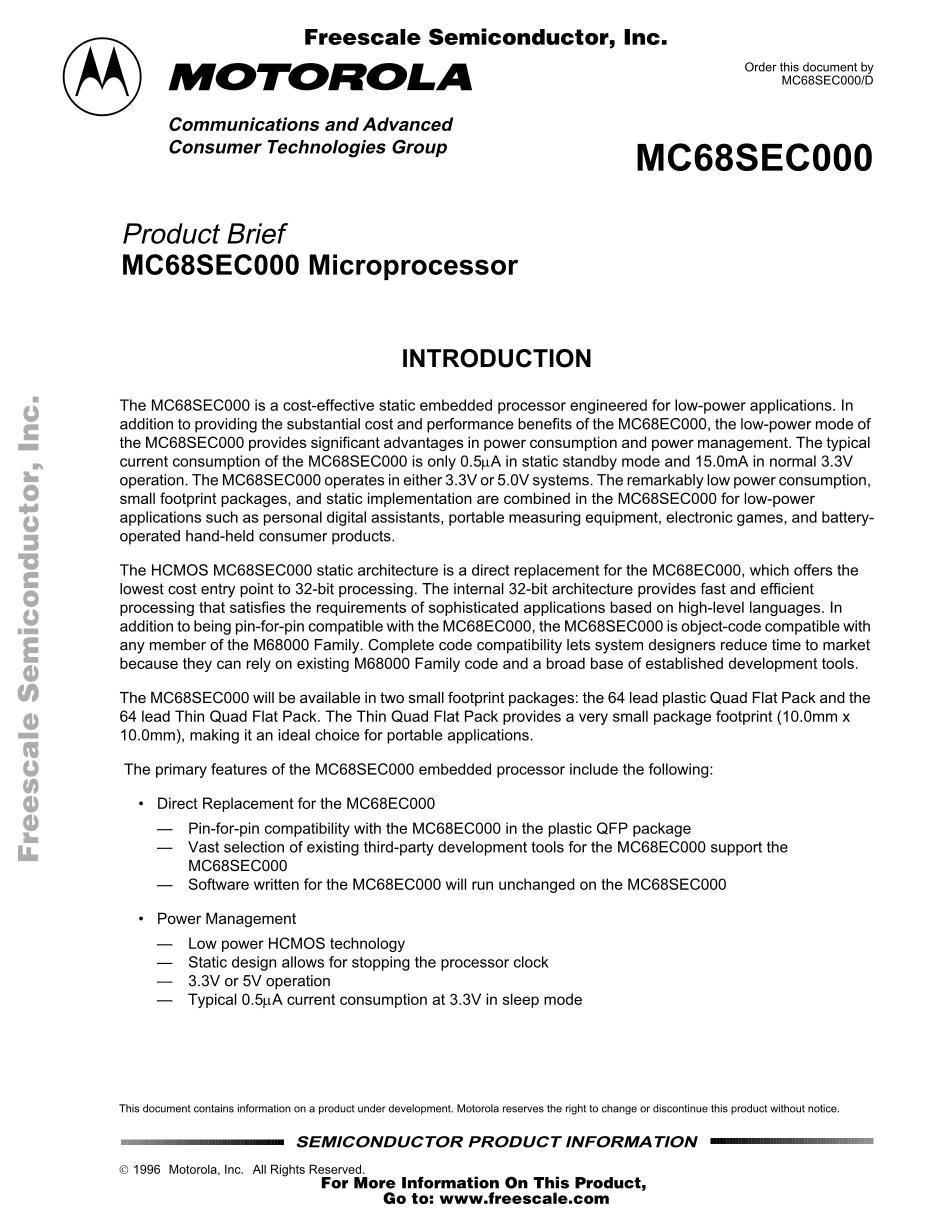 MC68SEC000FU16's pdf picture 1