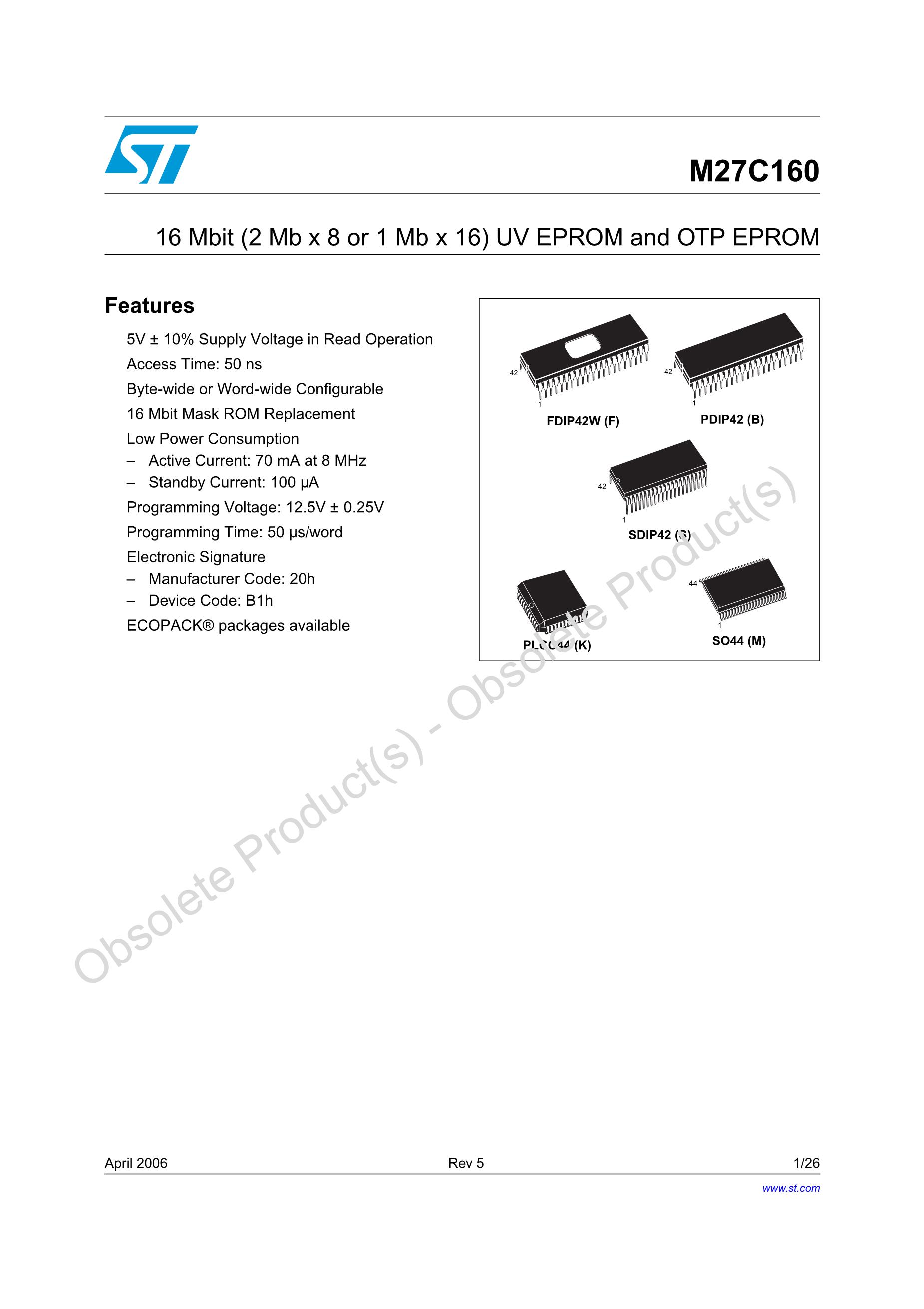 M27C160-100B1's pdf picture 1