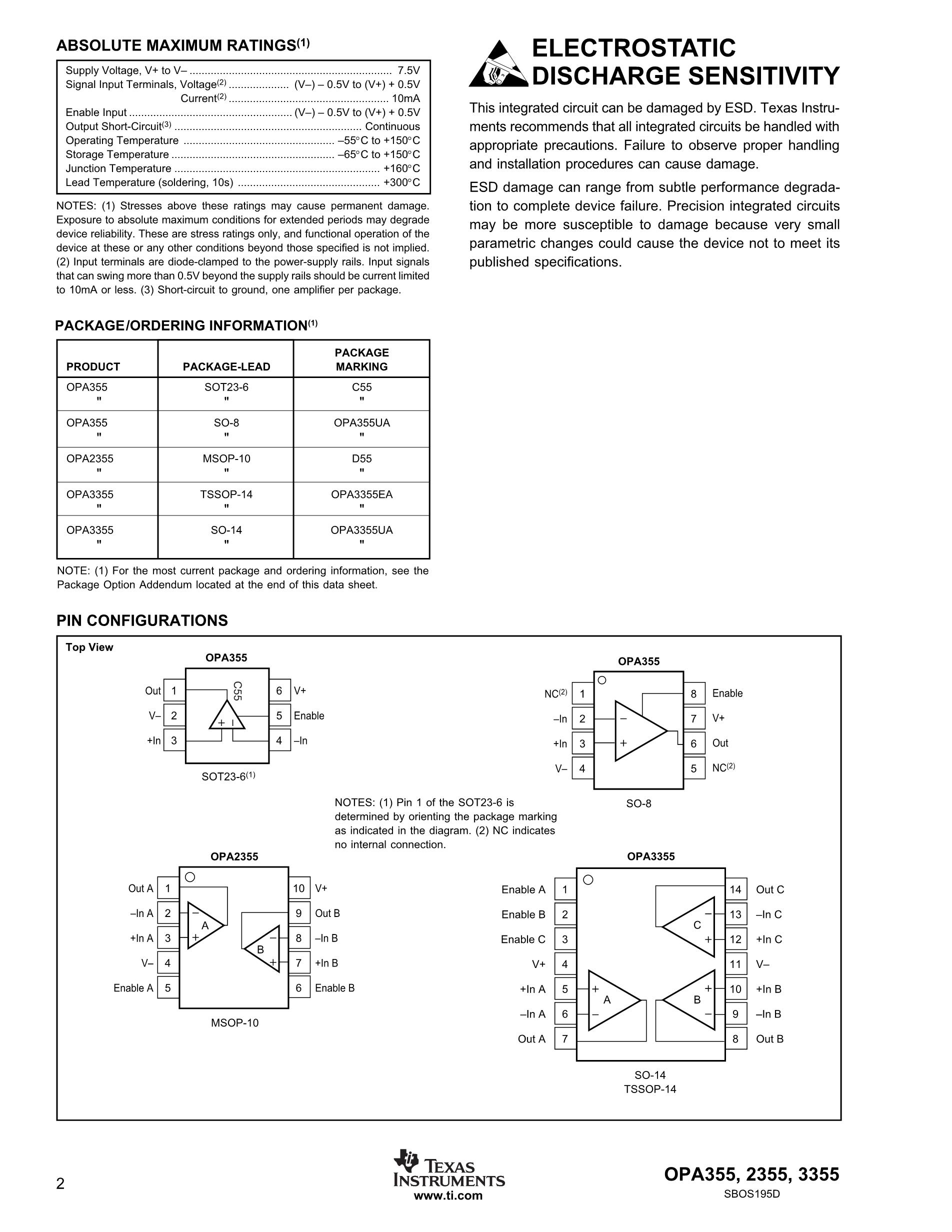 OPA2355DGSA/250G4's pdf picture 2