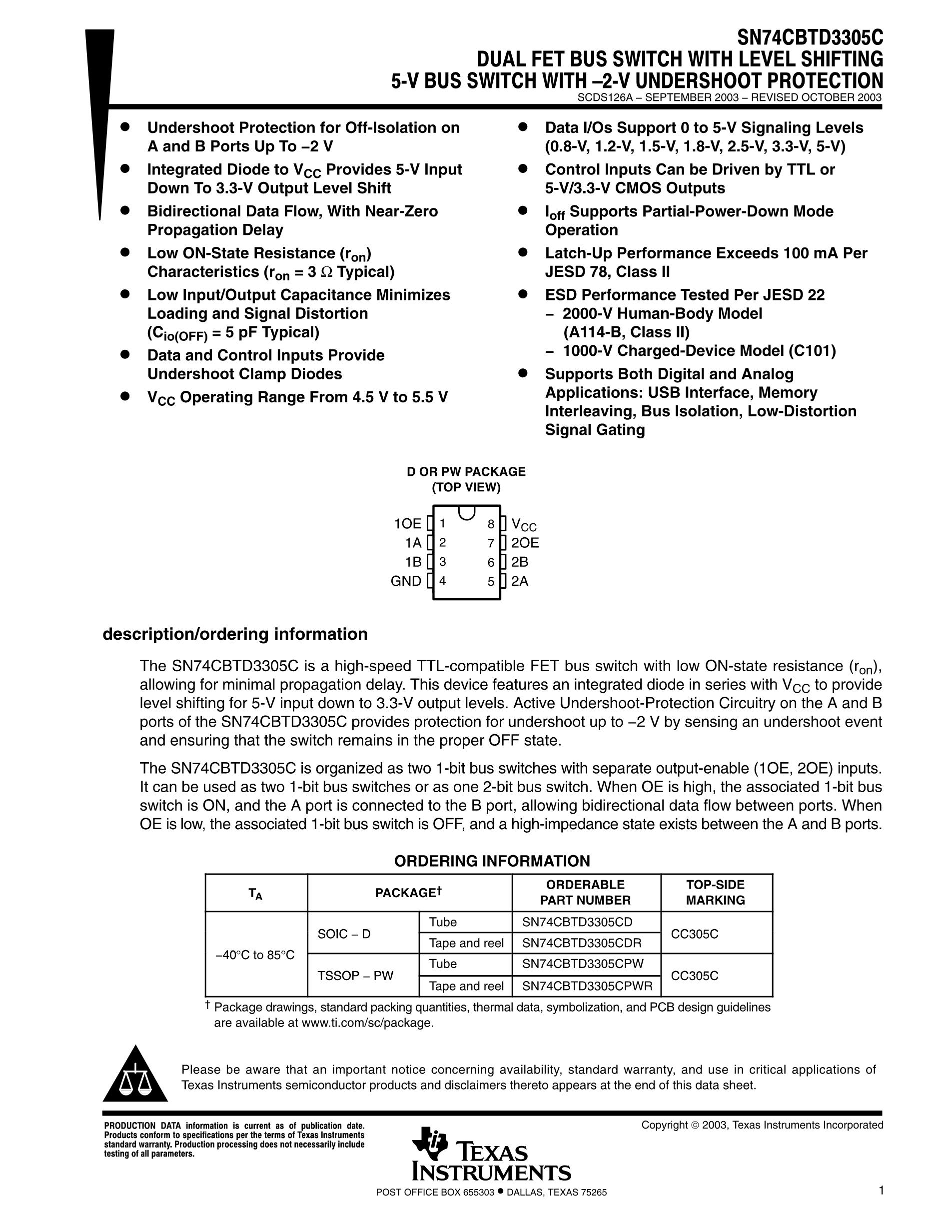SN74CBTD3305CDR's pdf picture 1