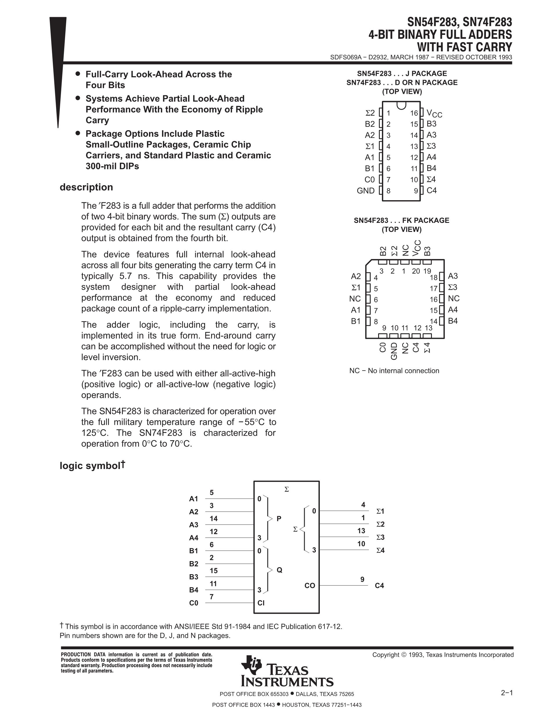SN74F283N's pdf picture 1