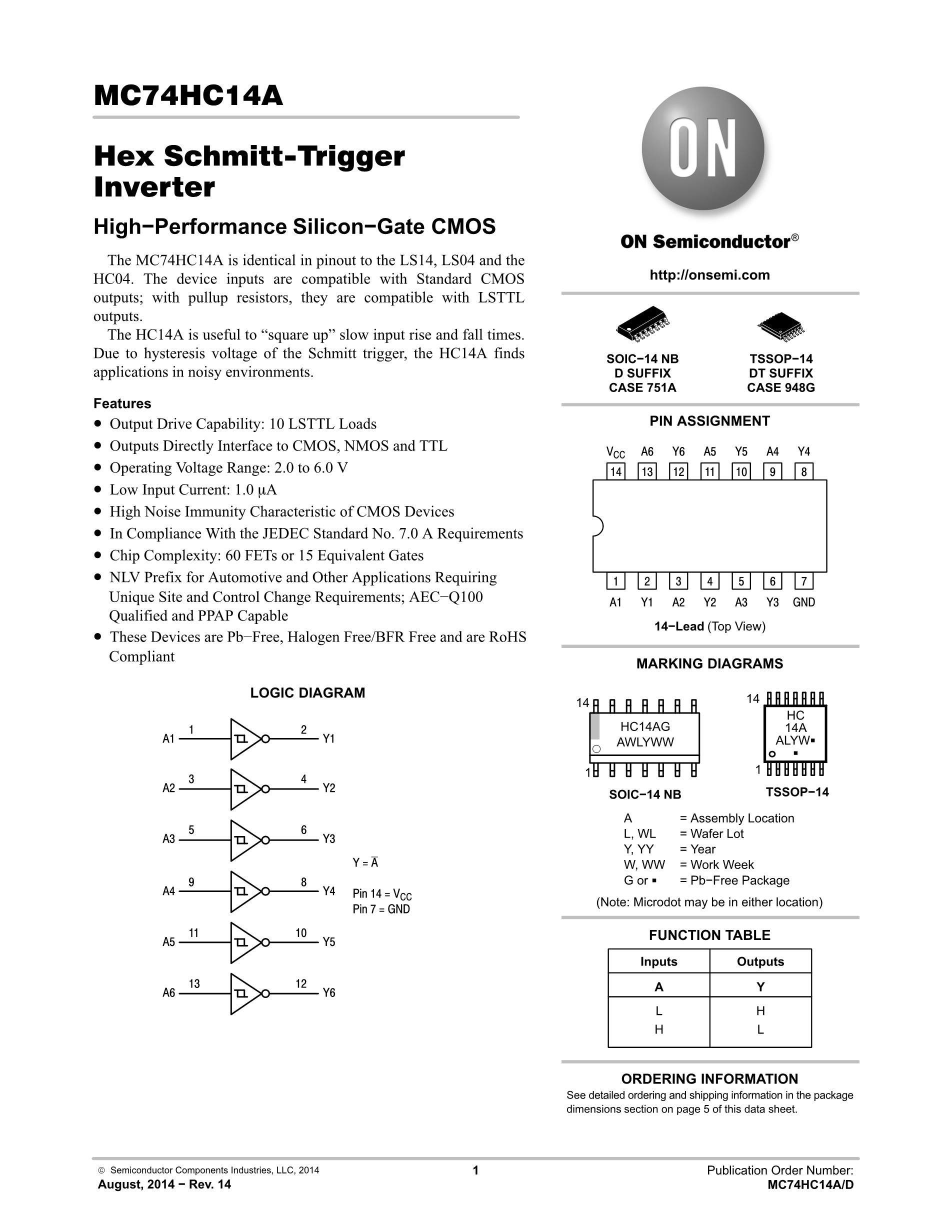 MC74HC14ADR2G's pdf picture 1