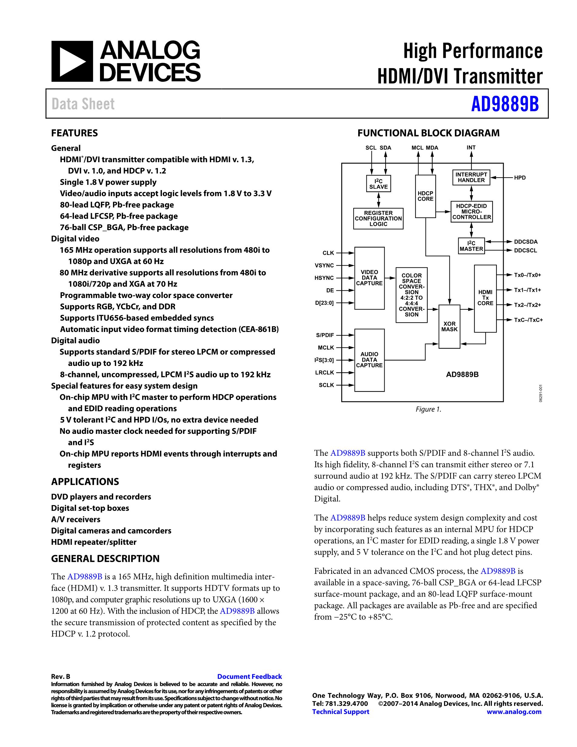 AD9889BBCPZ-165's pdf picture 1