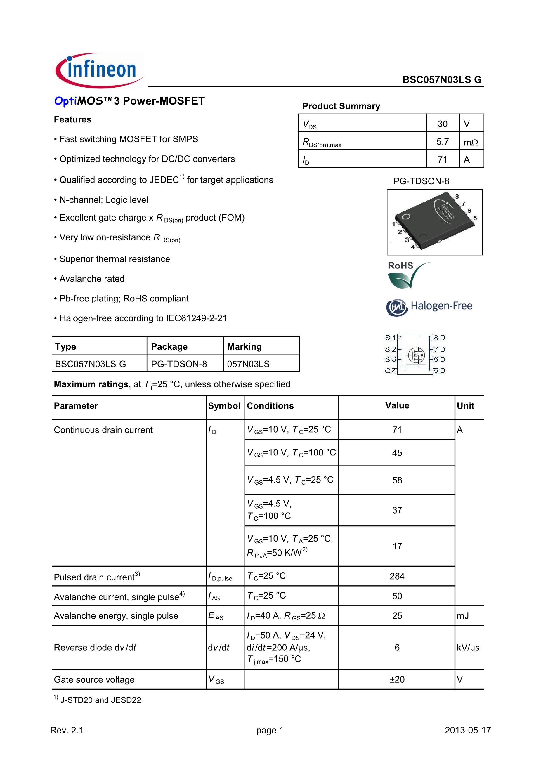BSC030P03NS3G's pdf picture 1