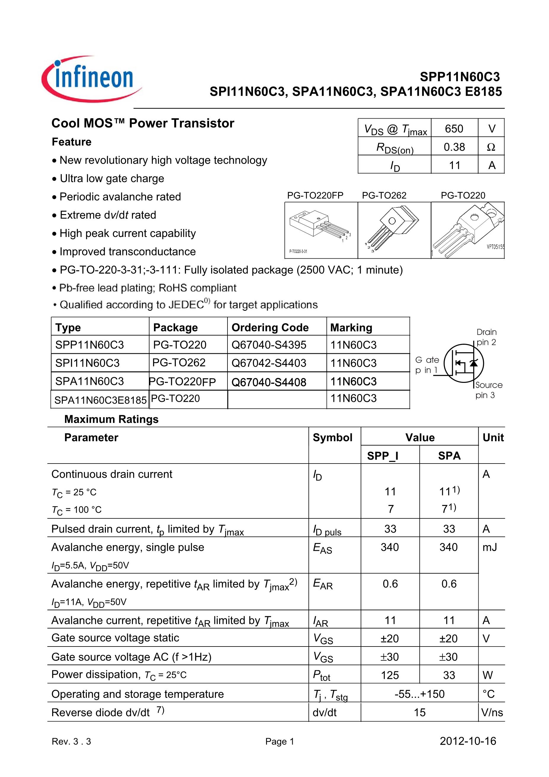 SPP11N60C3's pdf picture 1