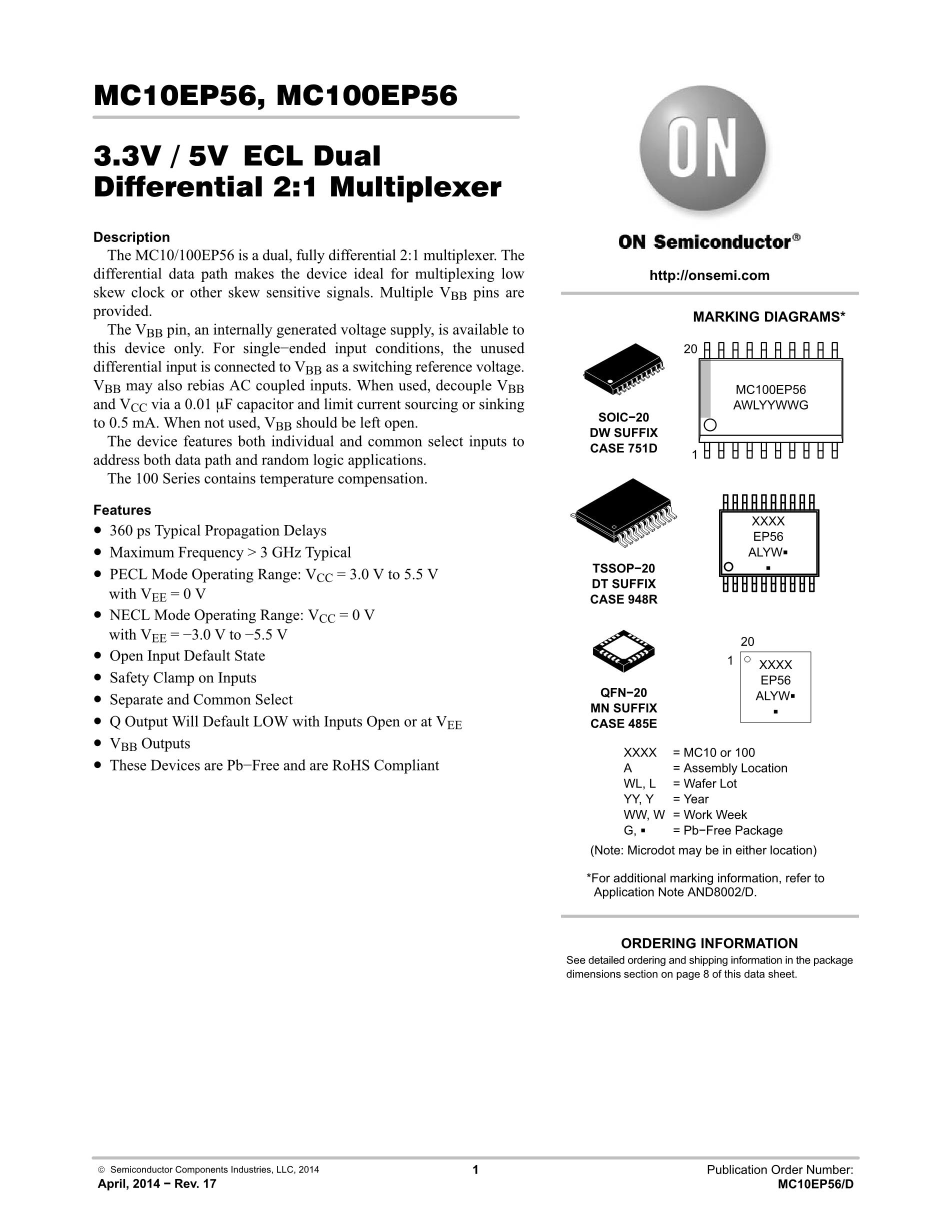 MC100EP56DTR2G's pdf picture 1