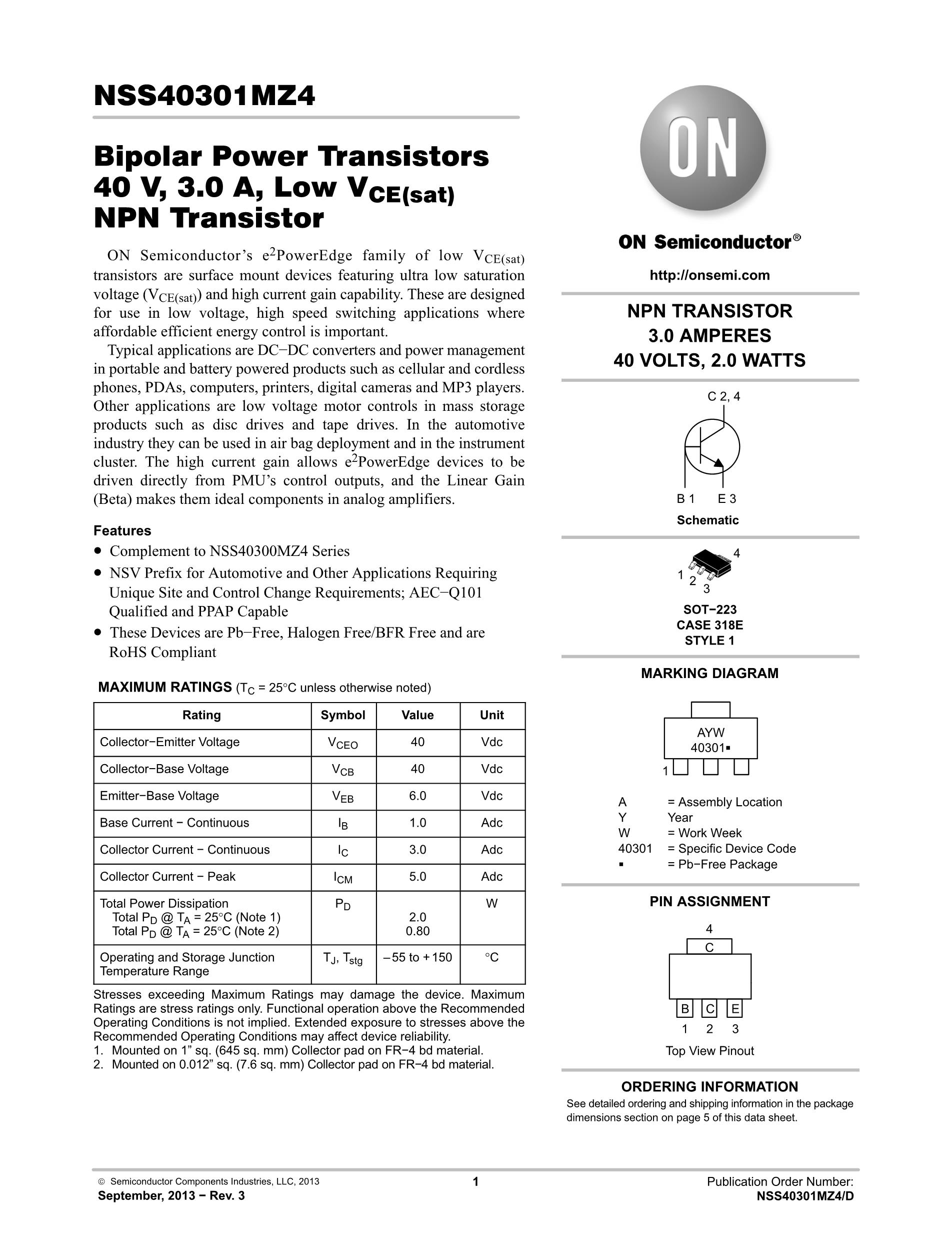 NSS40300MZ4T3G's pdf picture 1