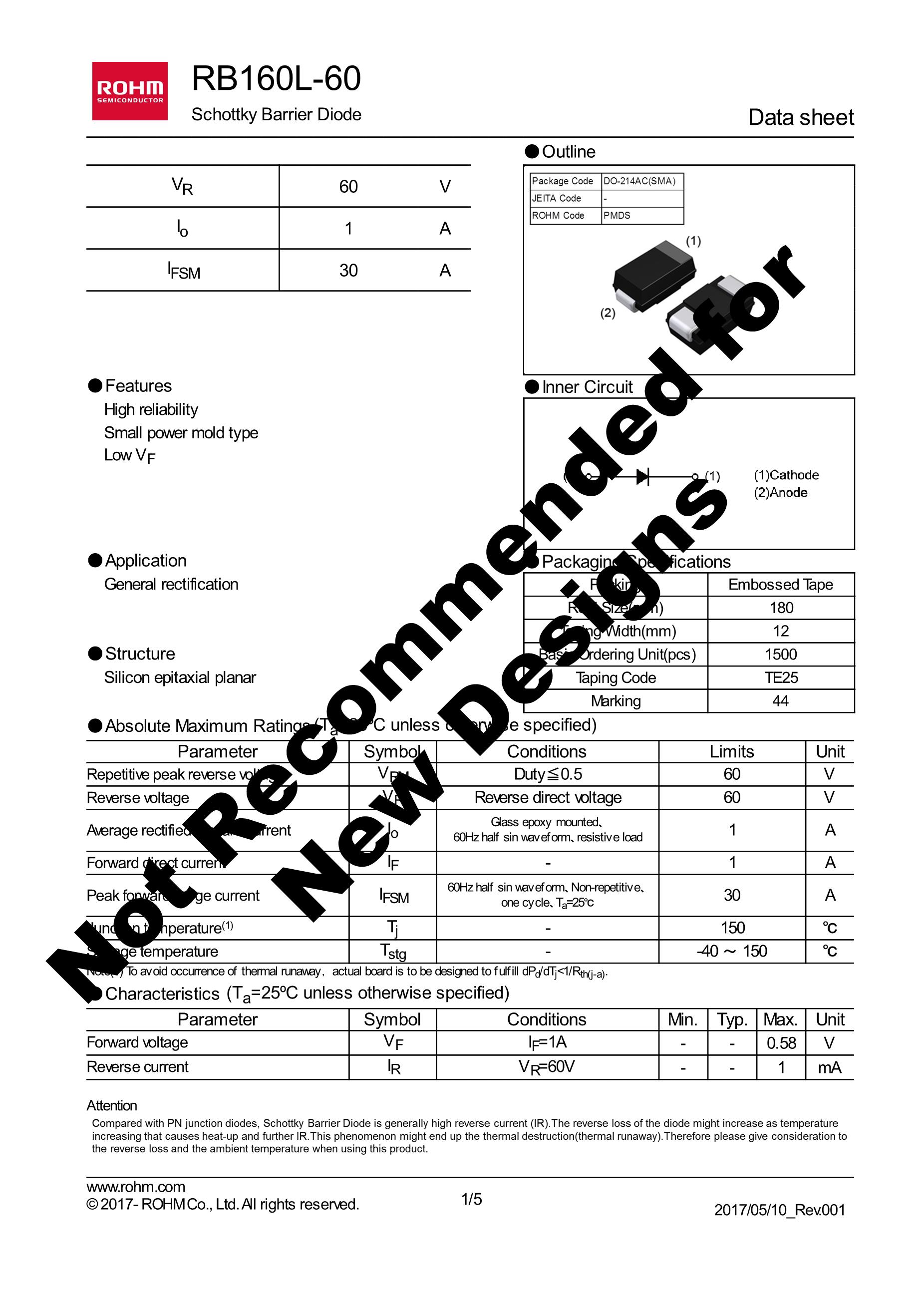 RB160L-60TE25's pdf picture 1