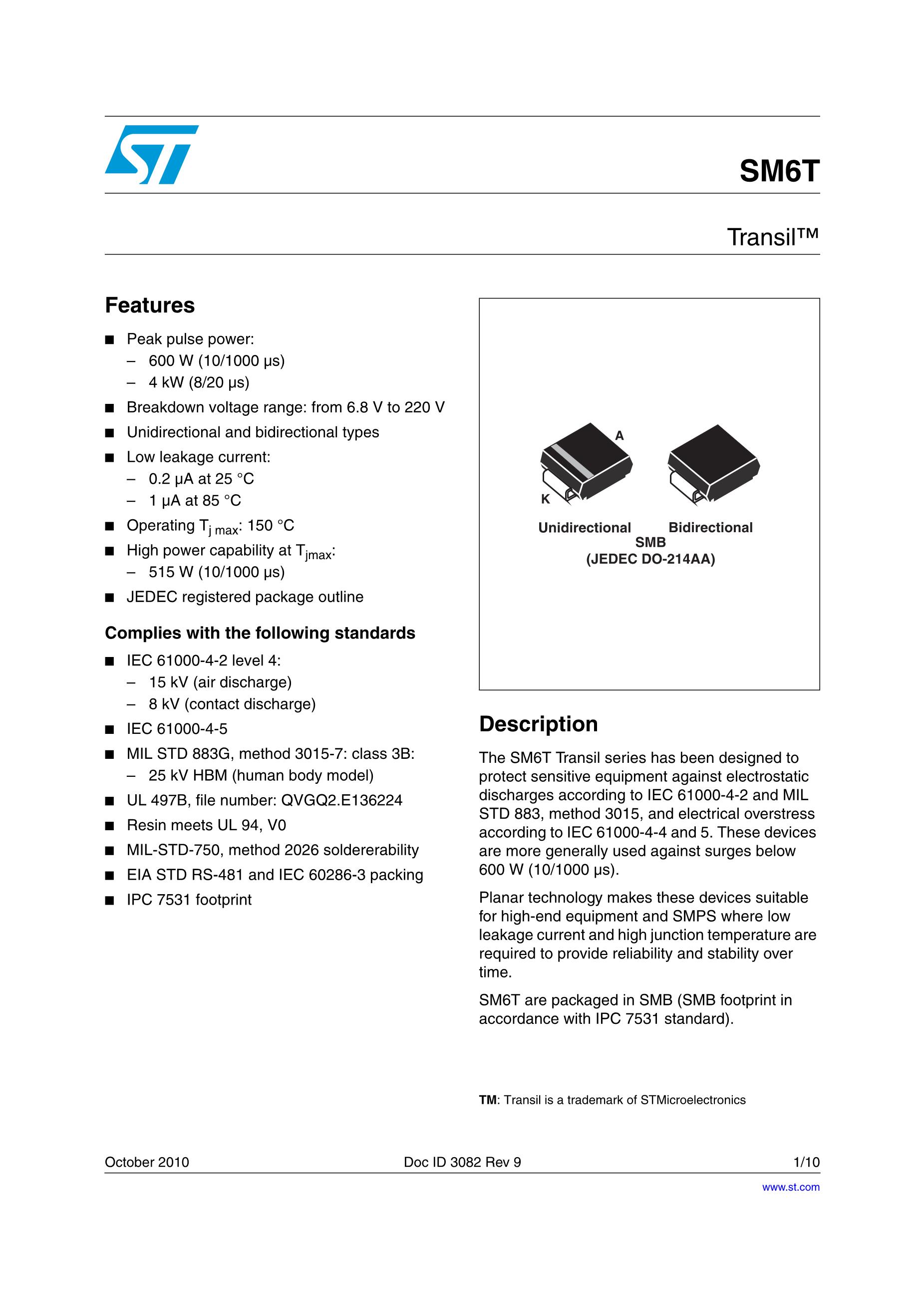 SM6T100A-E3/52's pdf picture 1