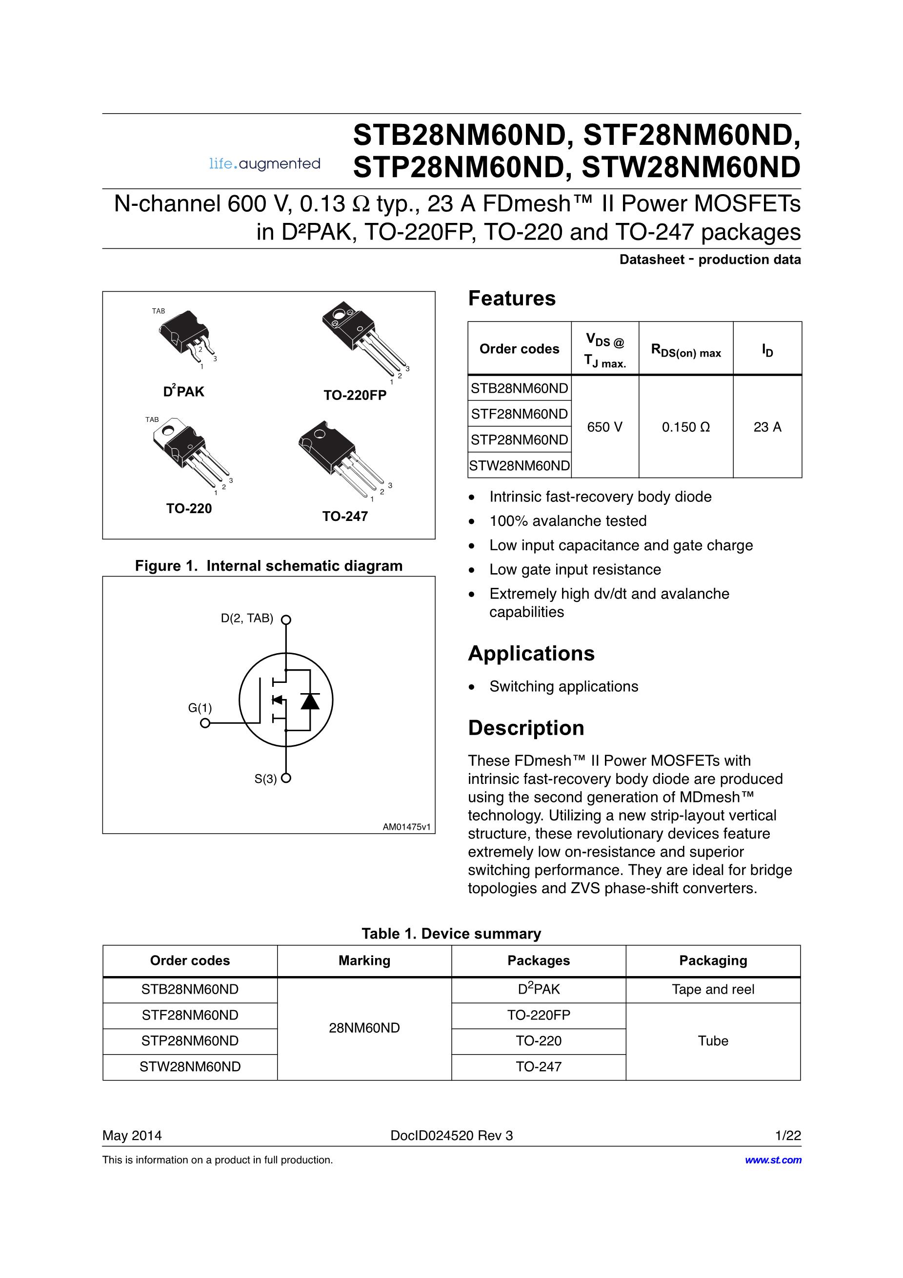STB25NM50N-1's pdf picture 1