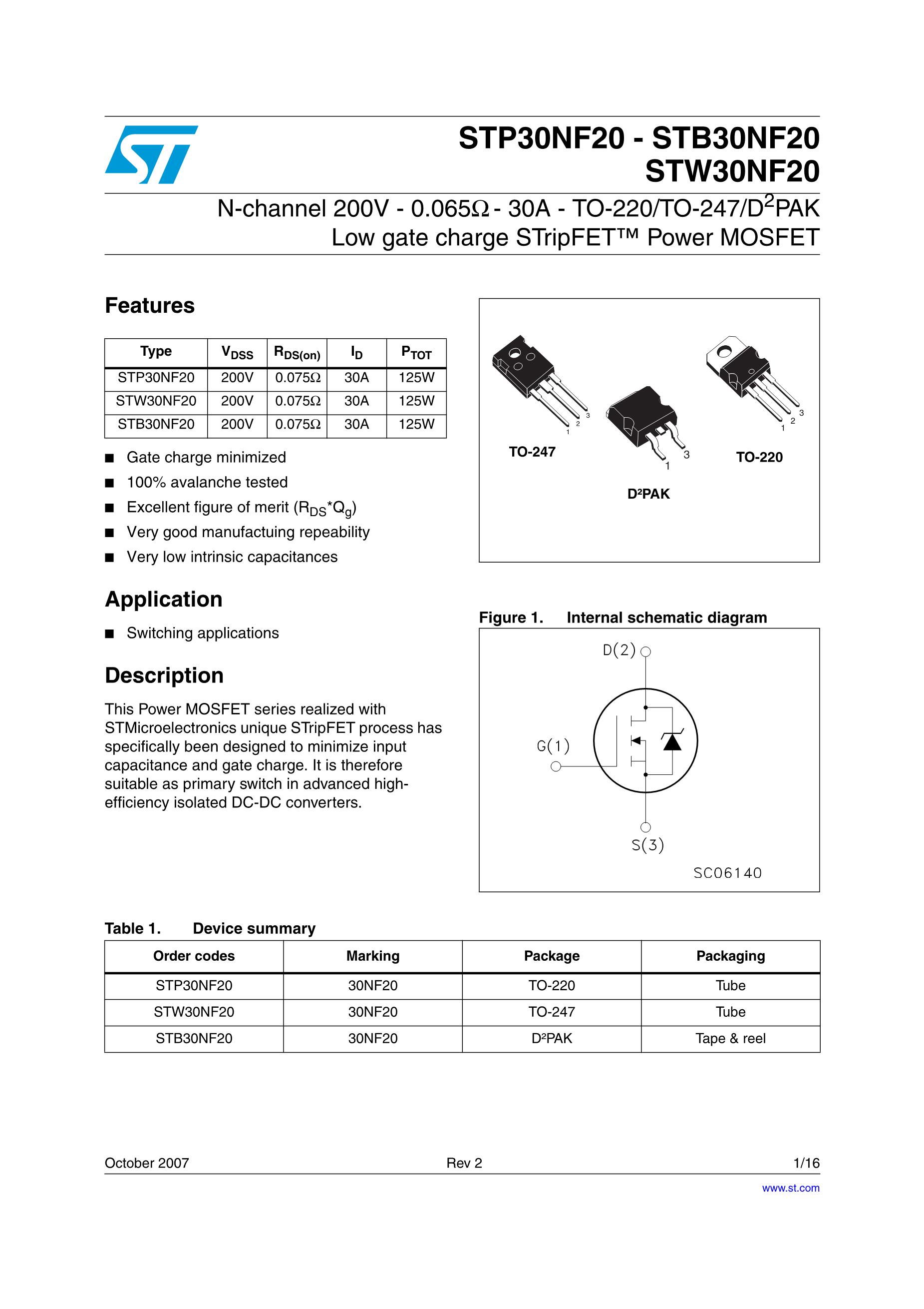 20 s pdf. Stp30nf20. N-channel STRIPFET™ h7 Series, STMICROELECTRONICS - stlxxxxxf7 .. 4nf20l. 10n20 Datasheet.