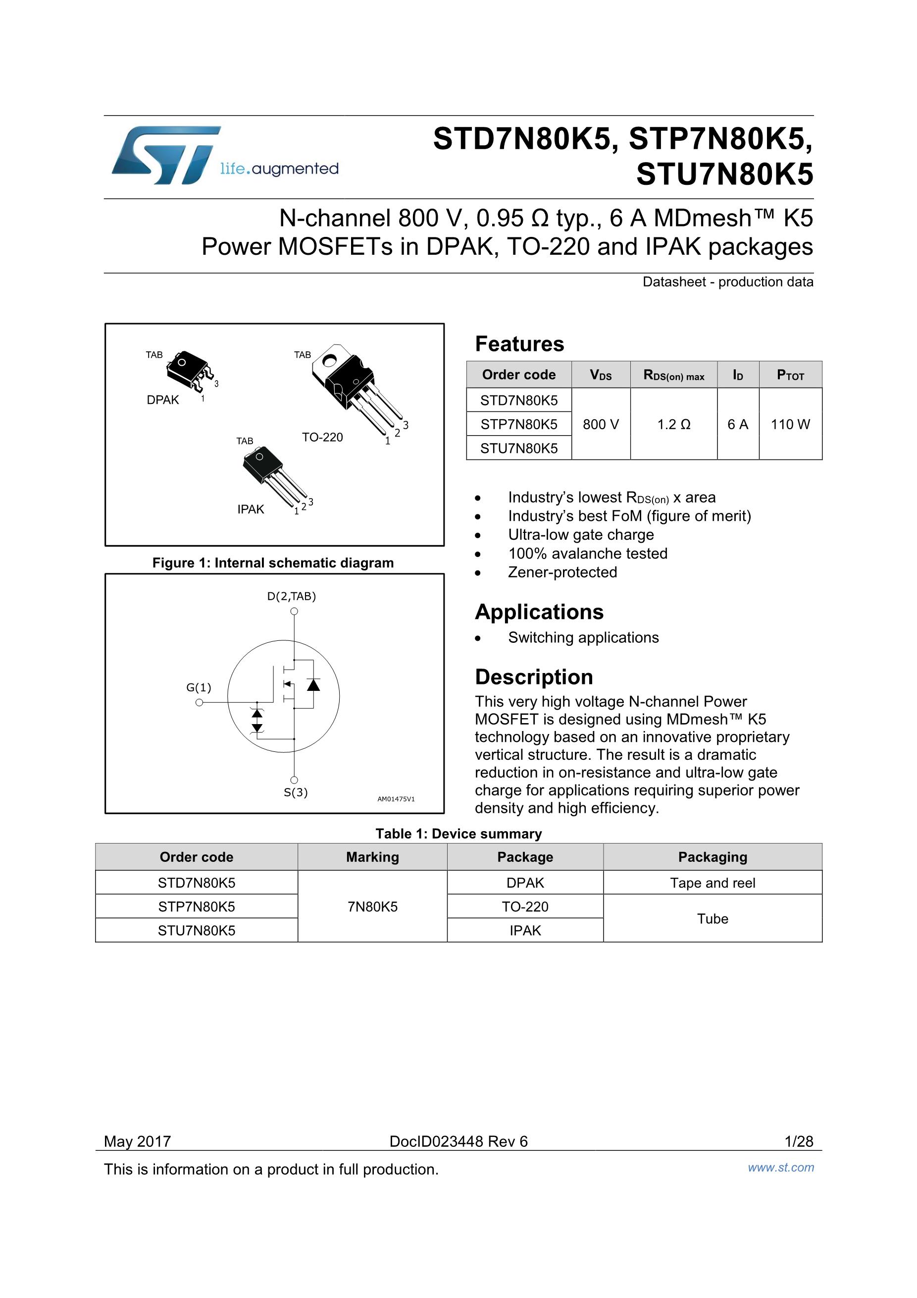 STP7N105K5's pdf picture 1