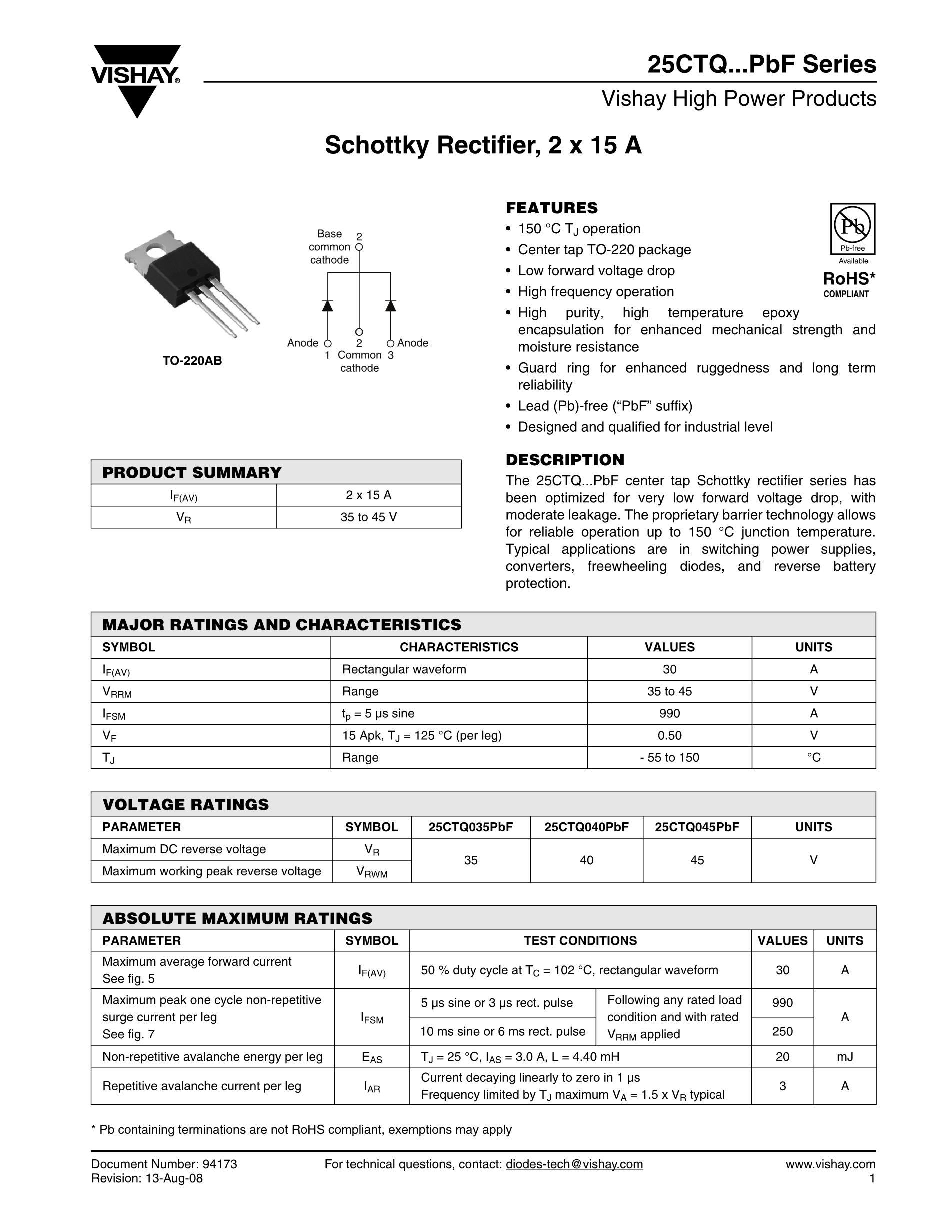 16ctq100 характеристики на русском схема включения