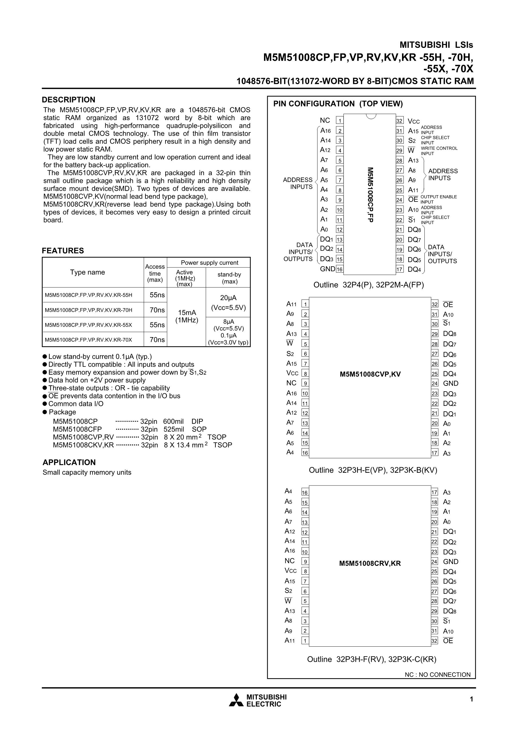 M5M5256P-10L's pdf picture 1