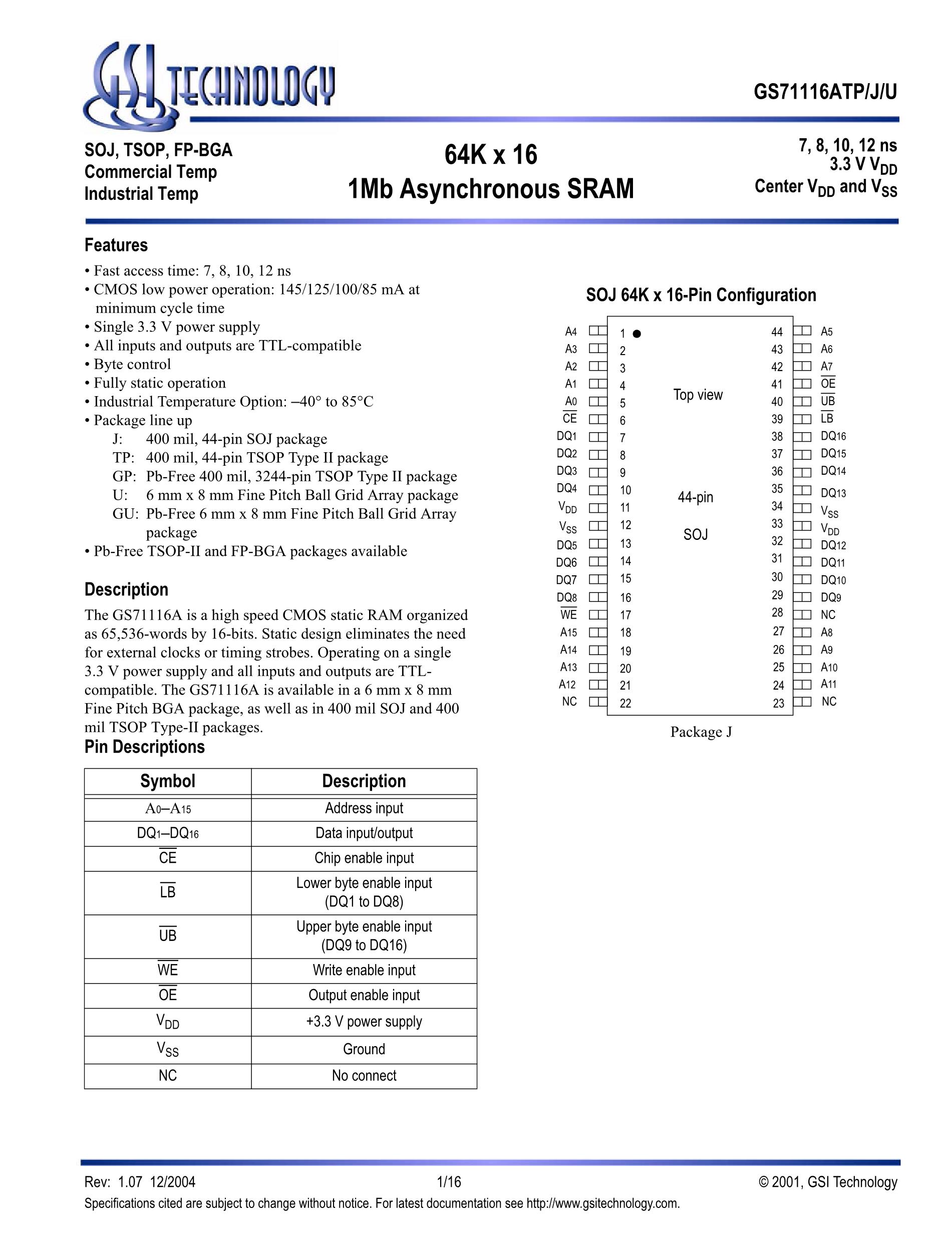 GS71116TP-10T's pdf picture 1