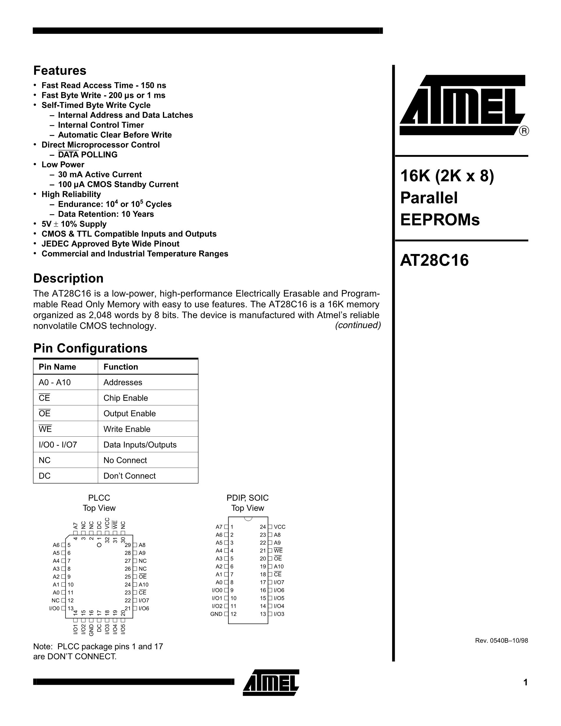 AT28C16-15PI's pdf picture 1