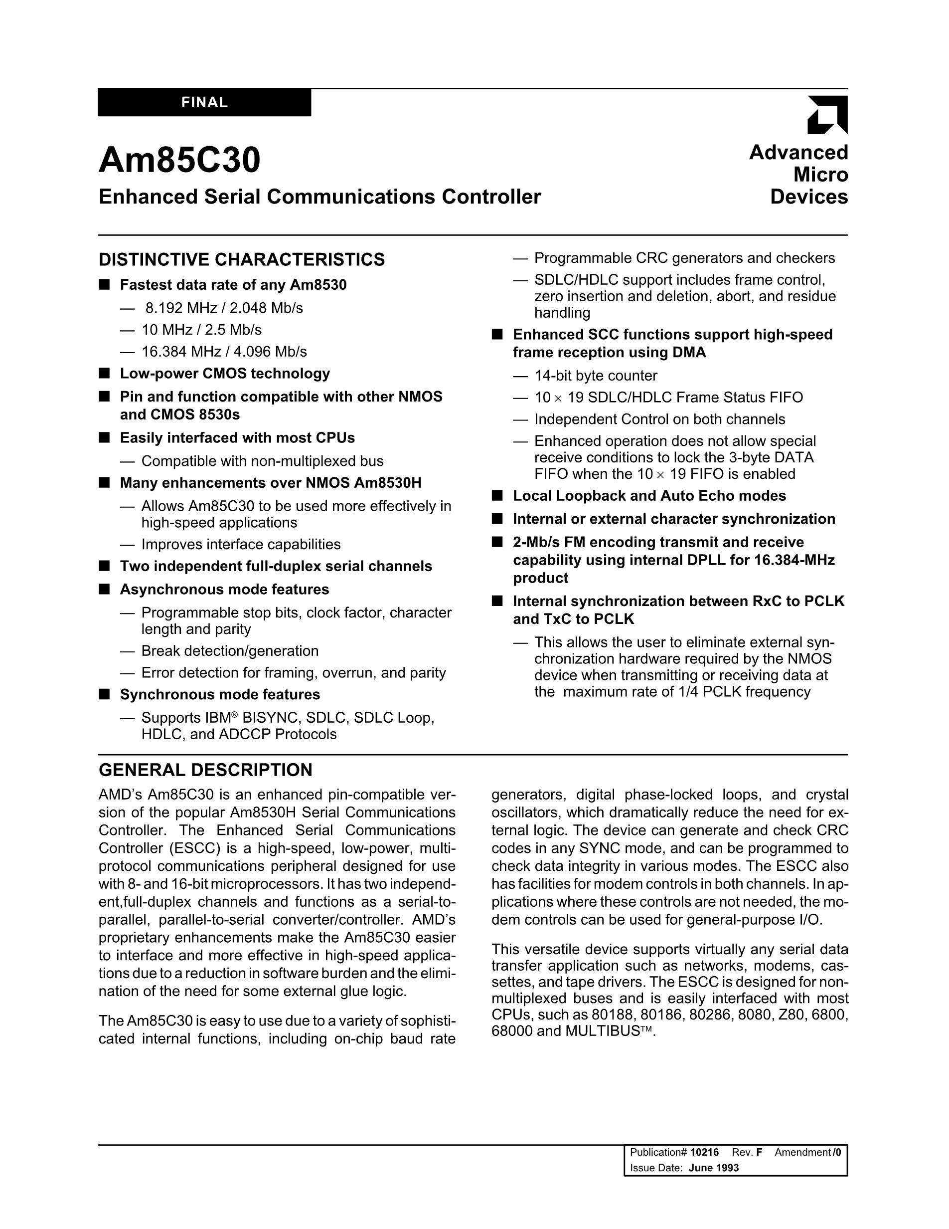 AM85C30's pdf picture 1