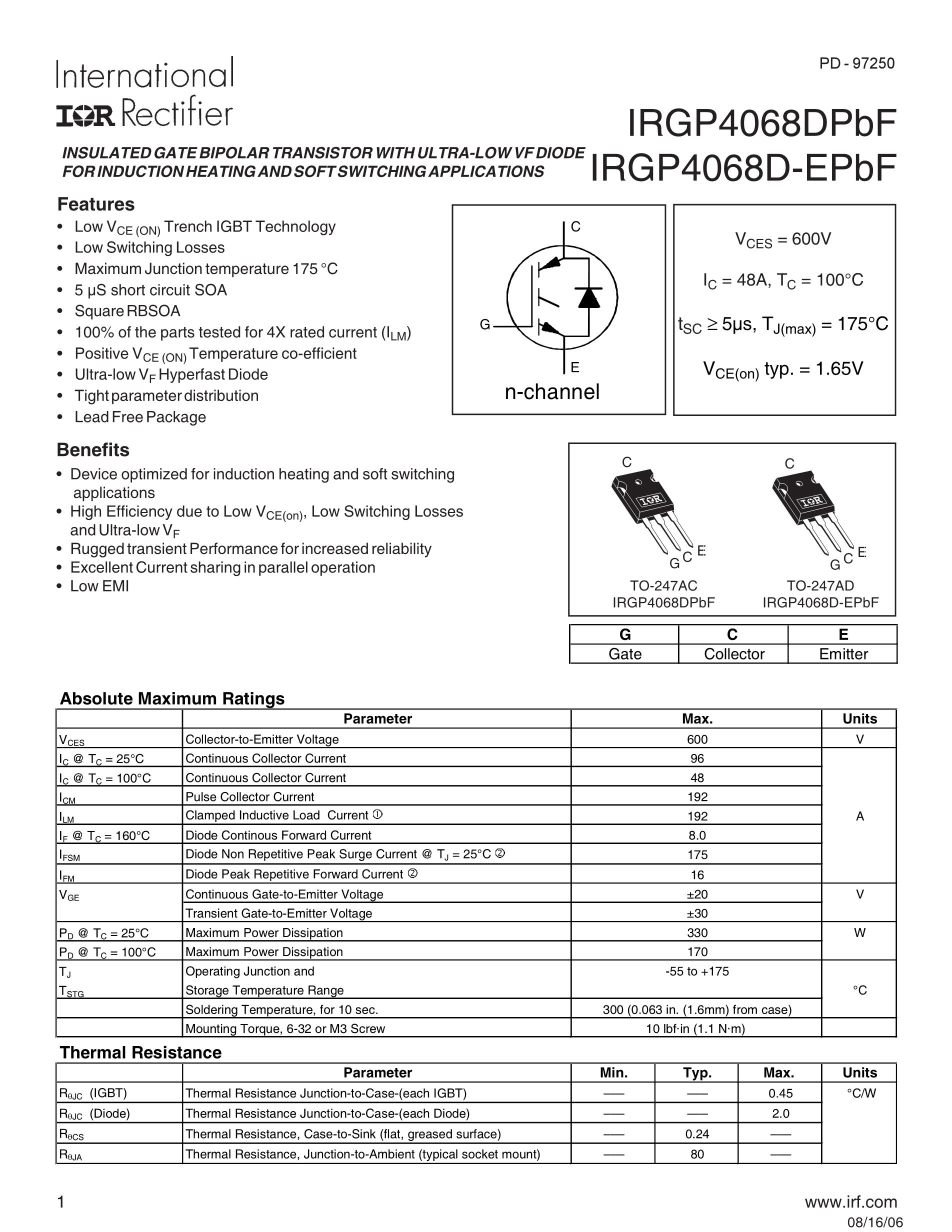 IRGP4068D-EPBF's pdf picture 1