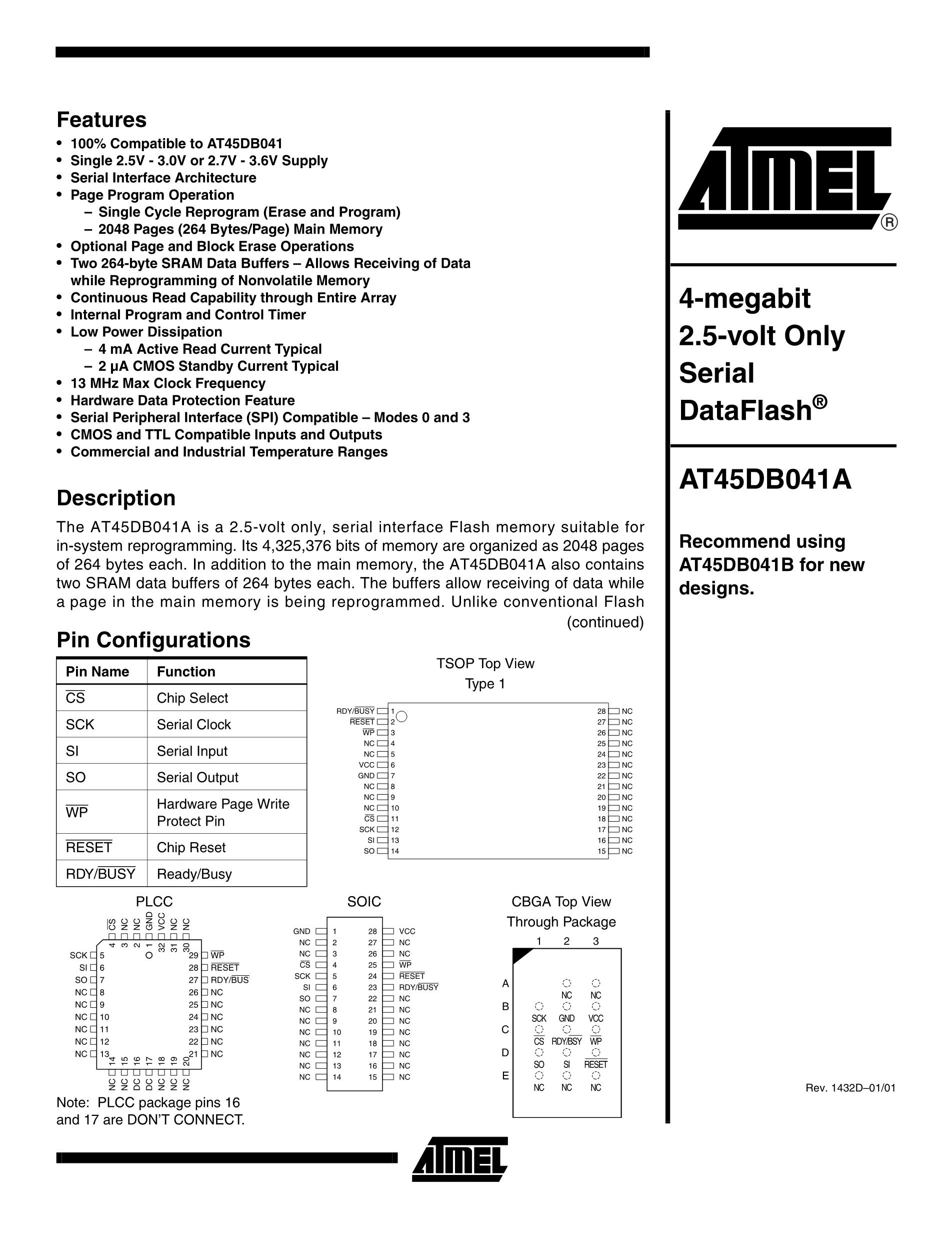 AT45DB041A-TC's pdf picture 1