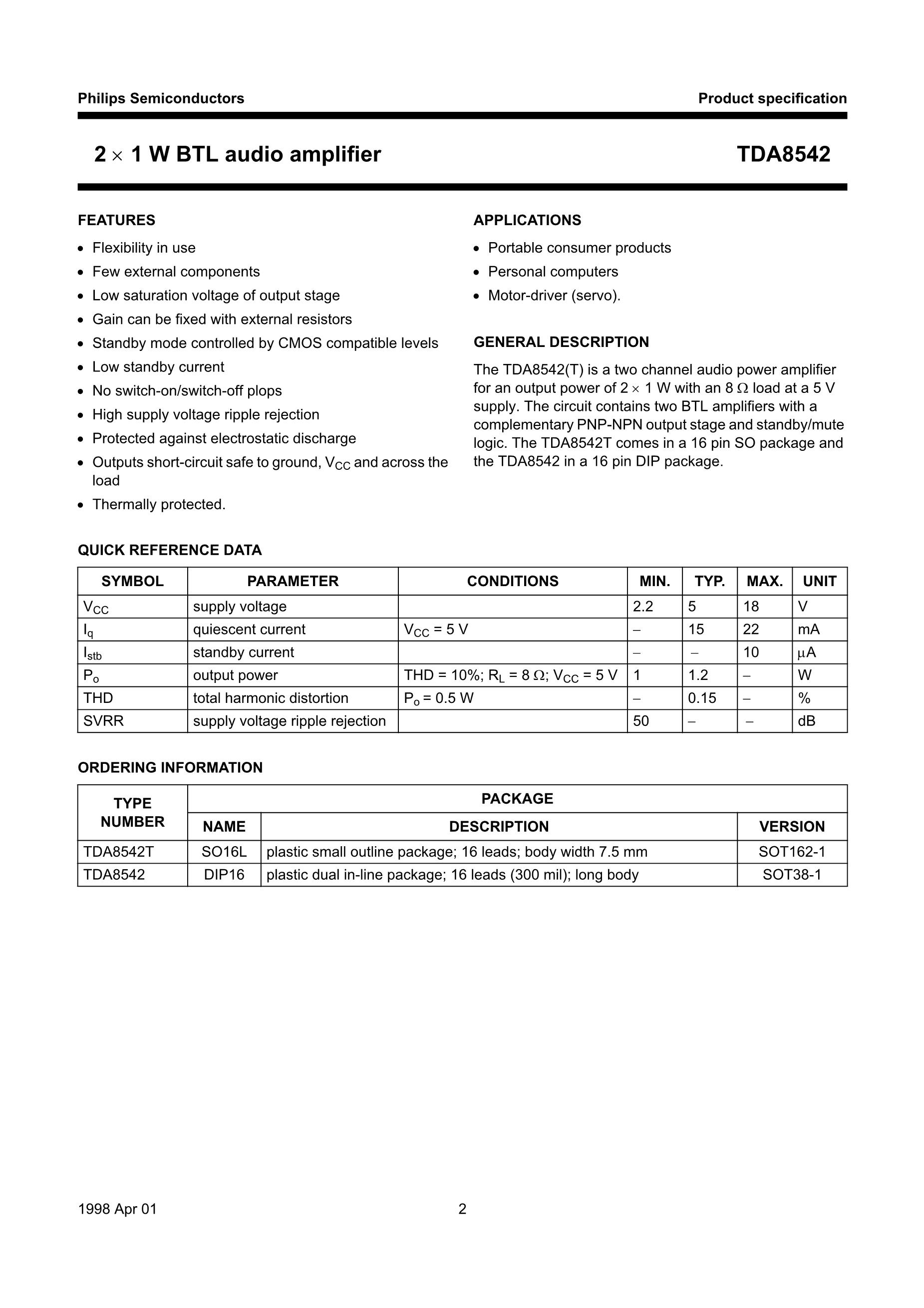 TDA8920TH/N1,118's pdf picture 2