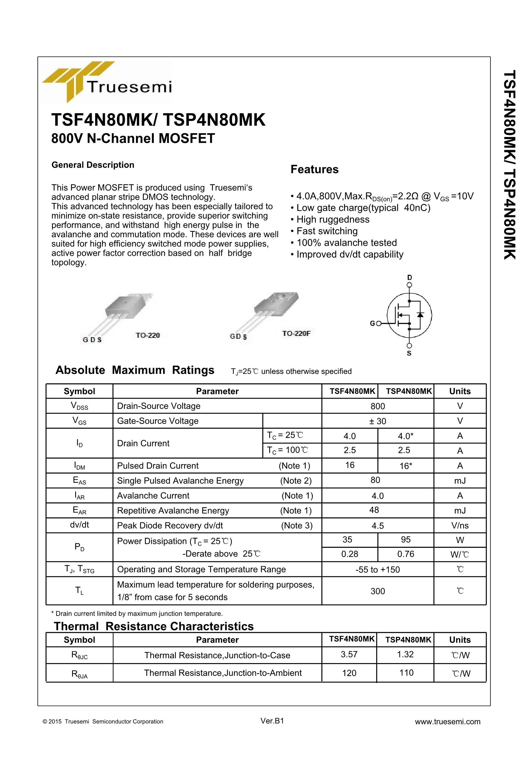 TSF4N80MK 4A800V's pdf picture 1