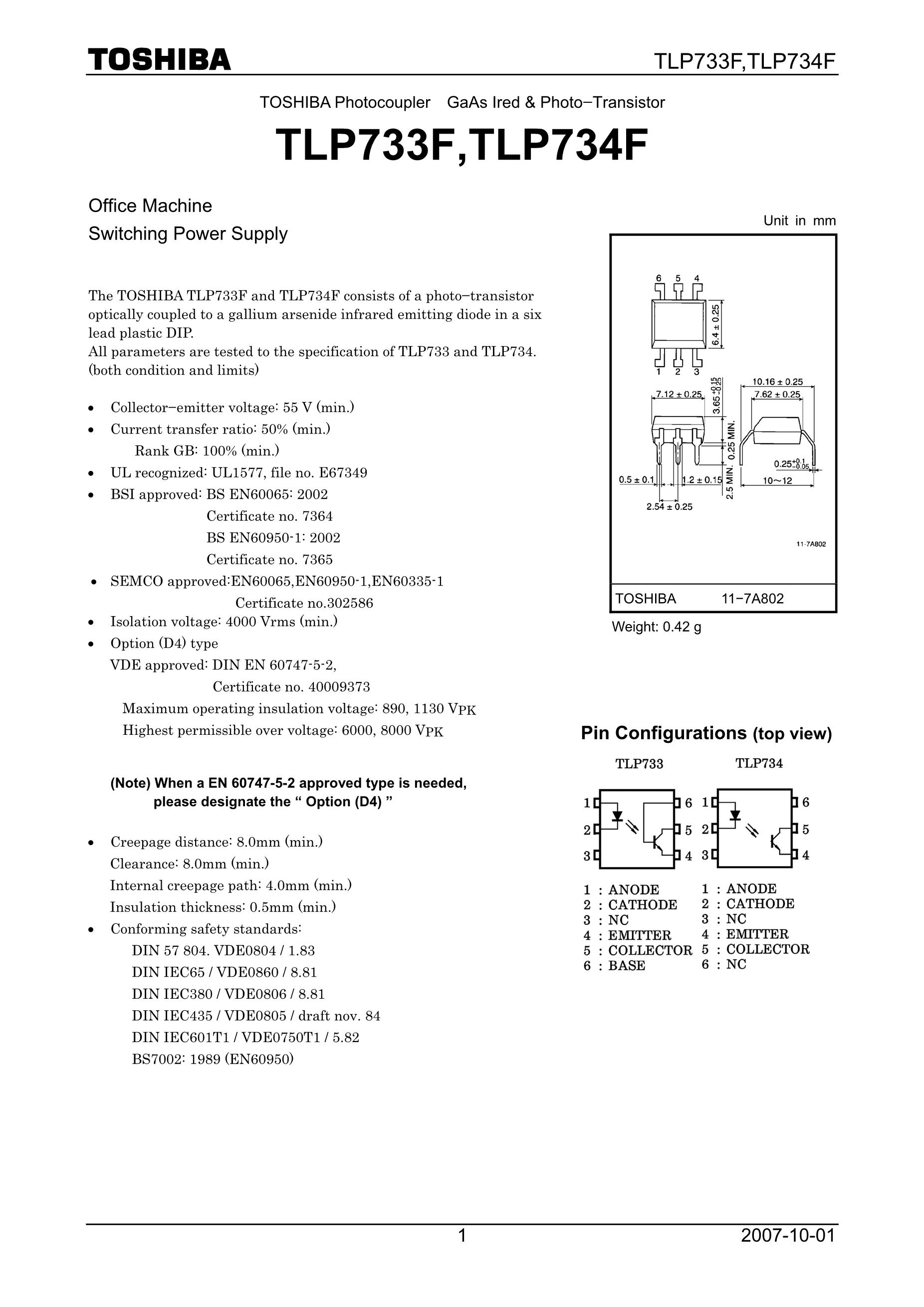 TLP734(D4-GR)'s pdf picture 1