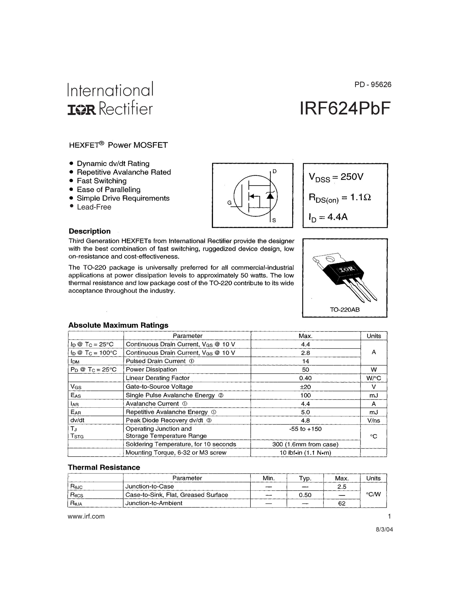 IRF614SPBF's pdf picture 1
