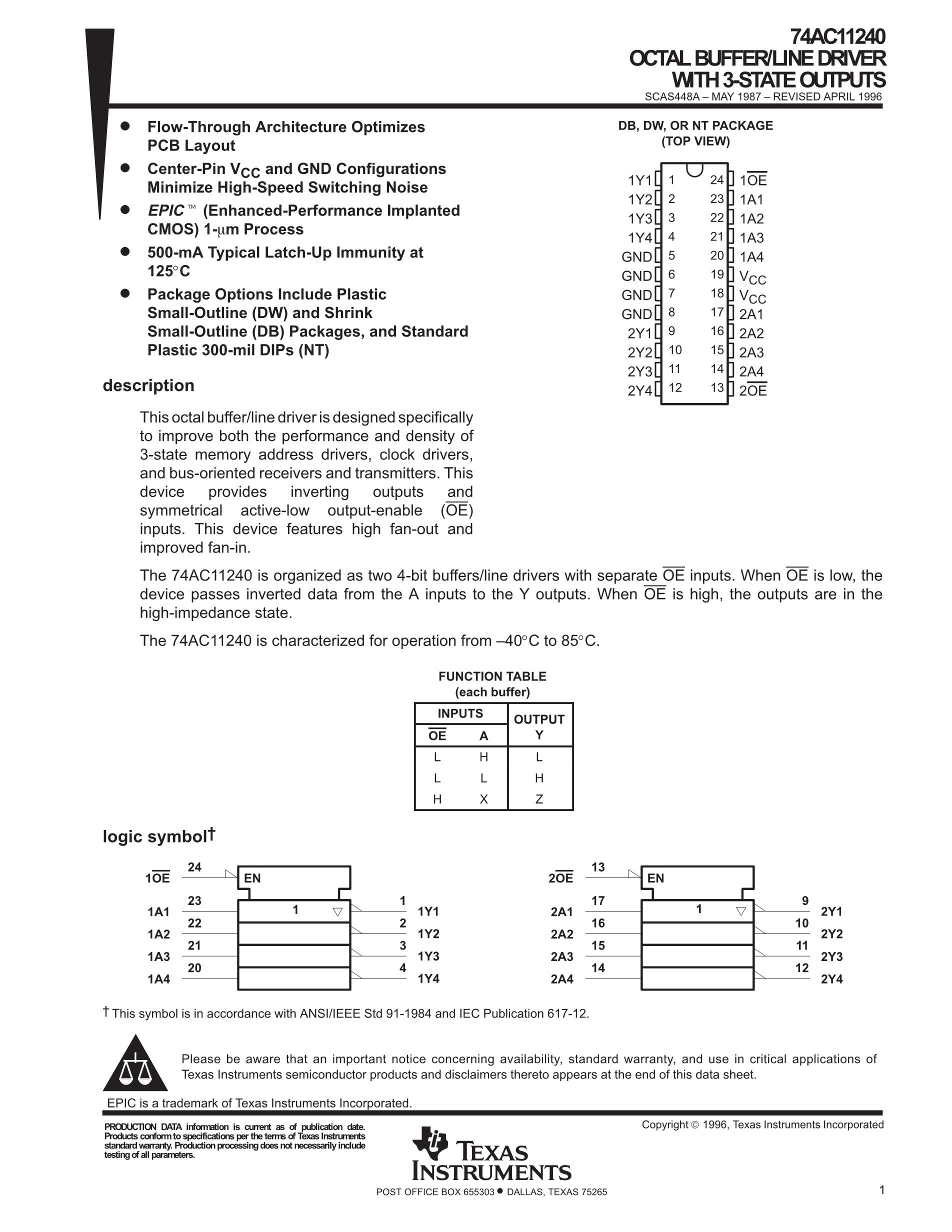 74AC11240NT's pdf picture 1