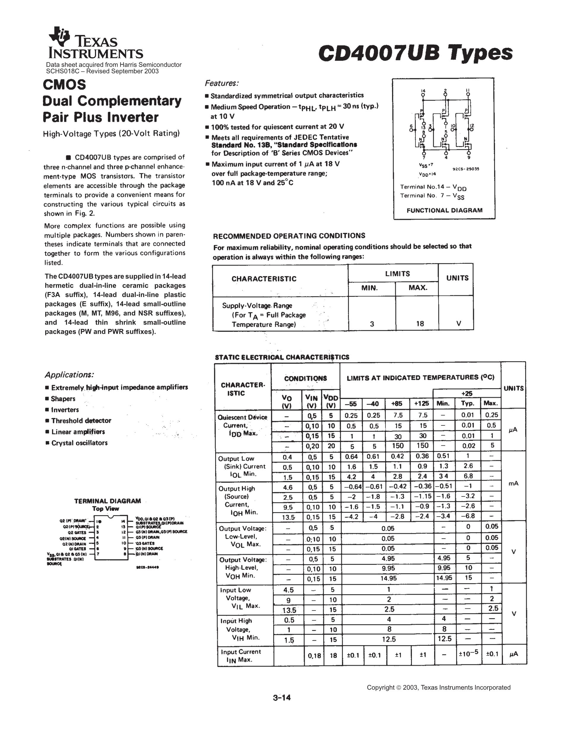CD4082BPWRE4's pdf picture 1