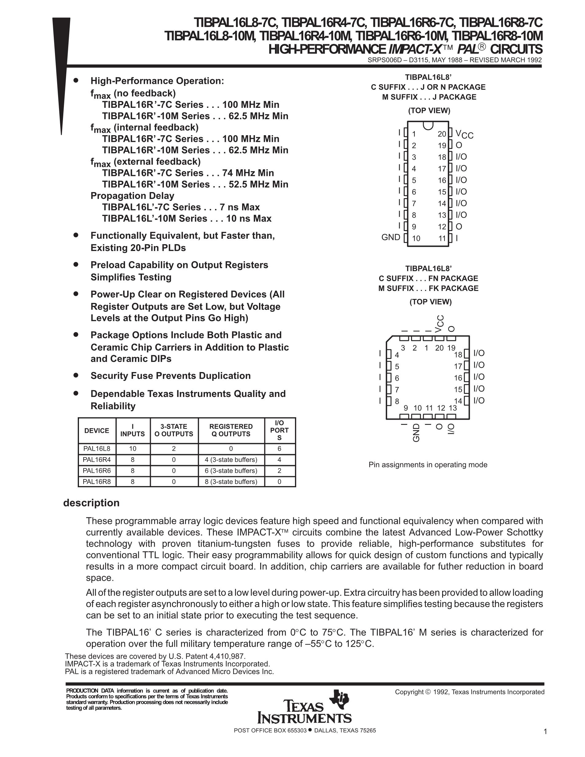 TIBPAL16L8-7CN's pdf picture 1