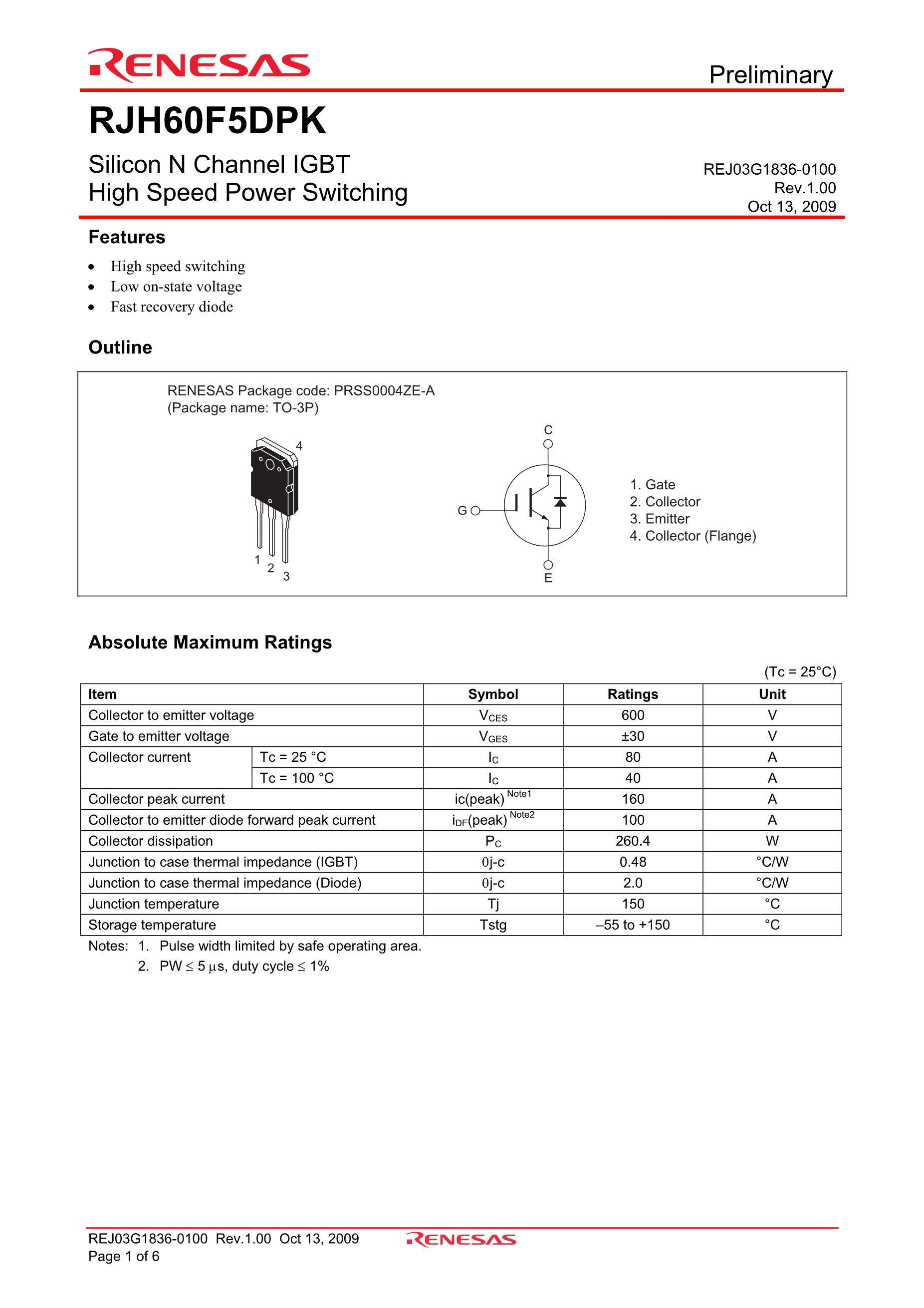 RJH60D2 TO220F IGBT's pdf picture 1