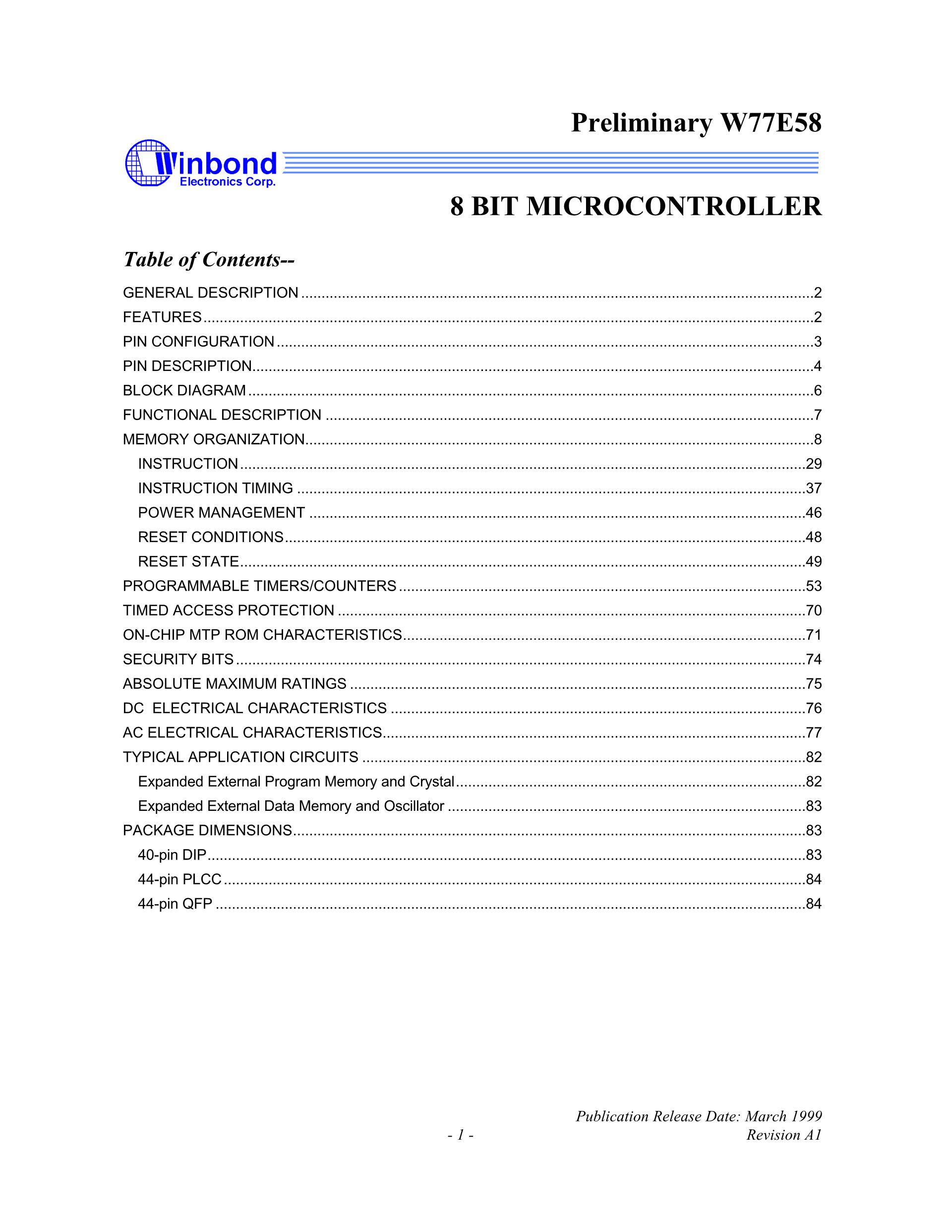 W77E058A40PL WINBOND PLCC44's pdf picture 1
