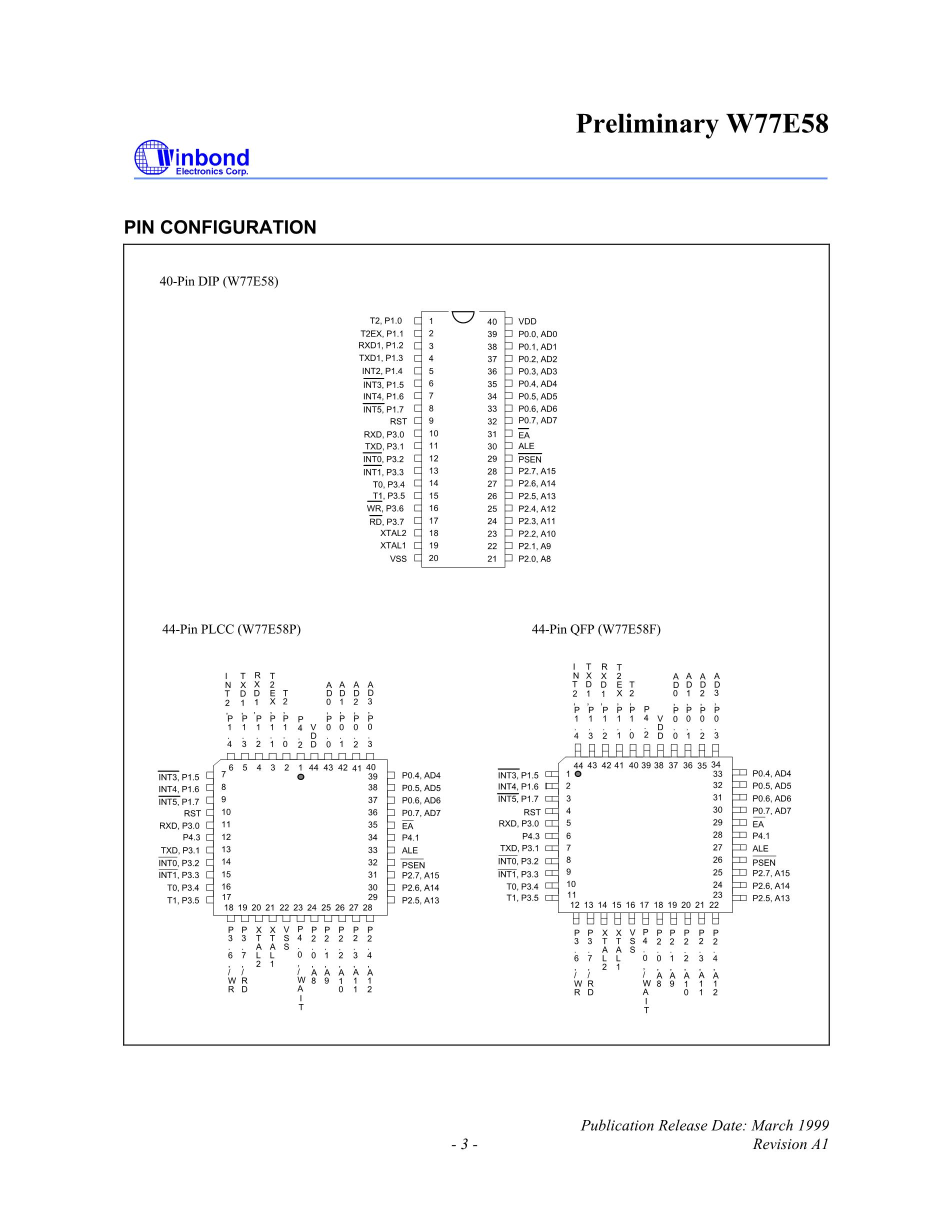 W77E058A40PL WINBOND PLCC44's pdf picture 3