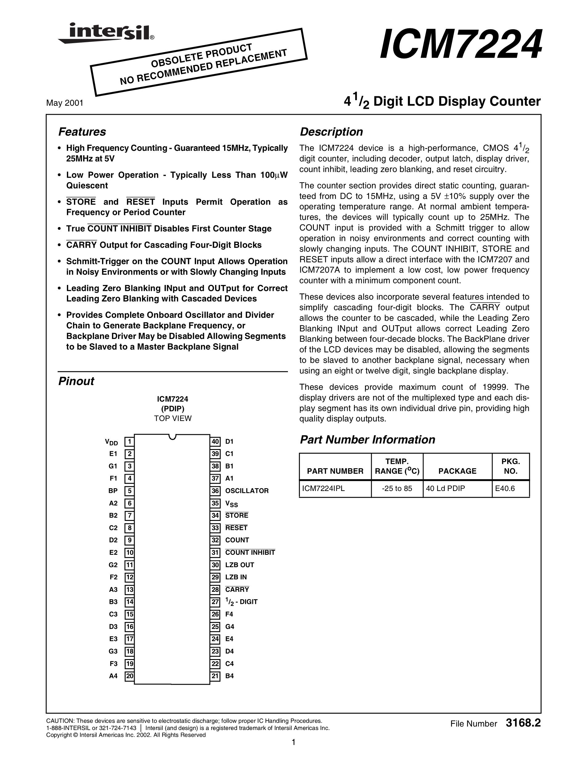 ICM7224IPL+'s pdf picture 1