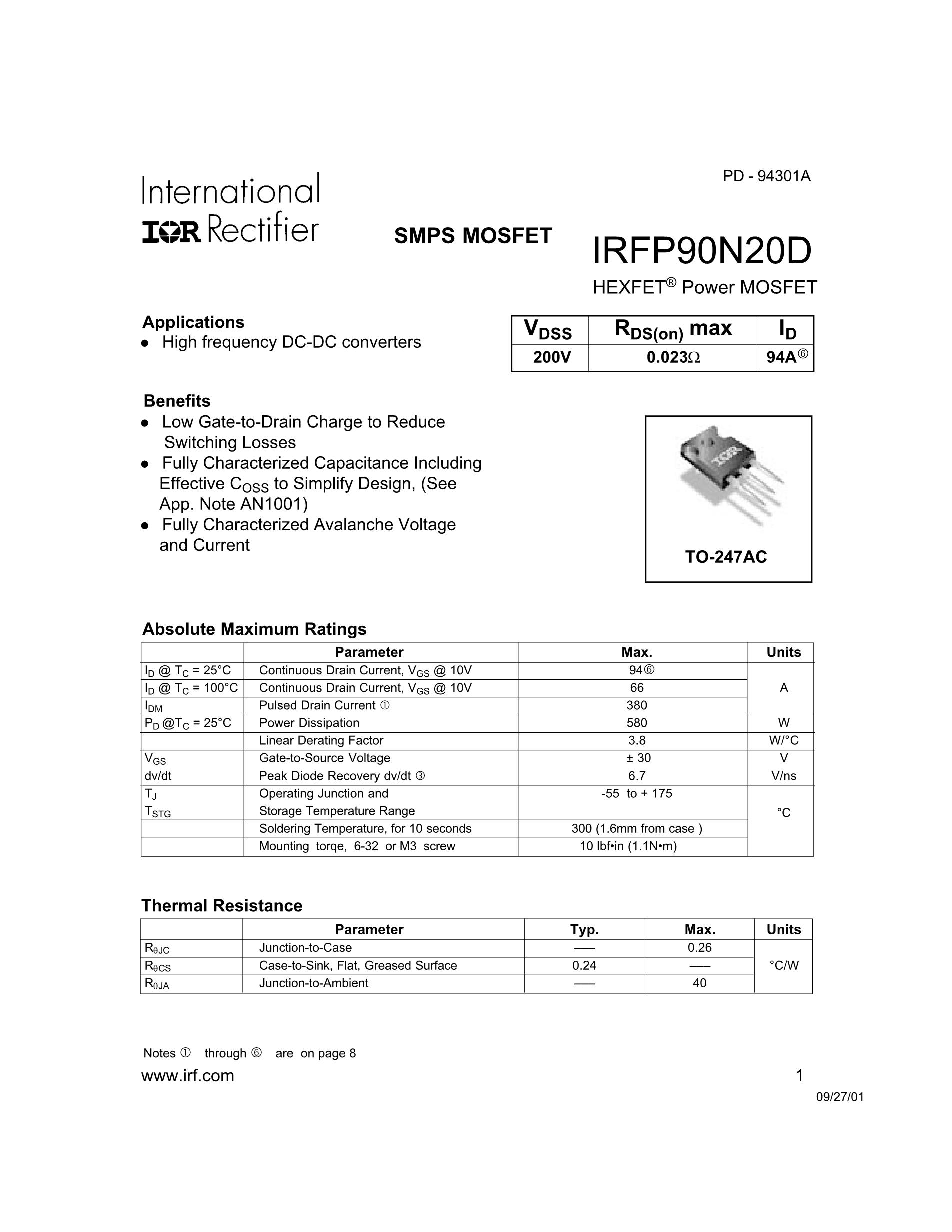 IRFP90N20's pdf picture 1
