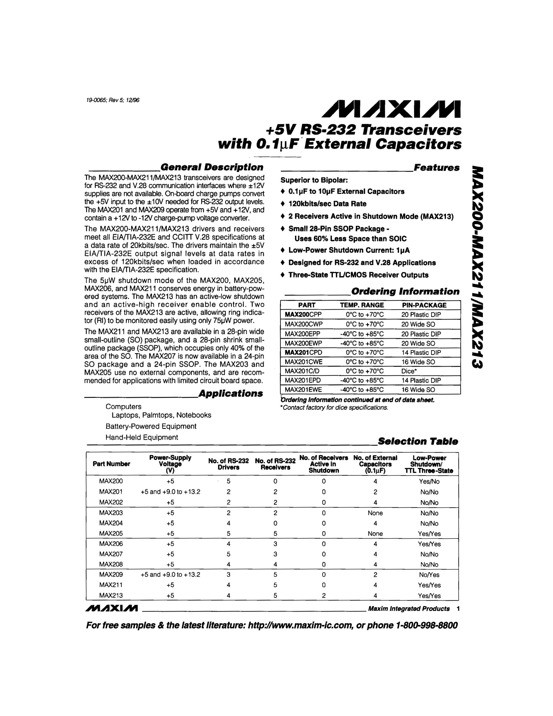 MAX202CPE's pdf picture 1