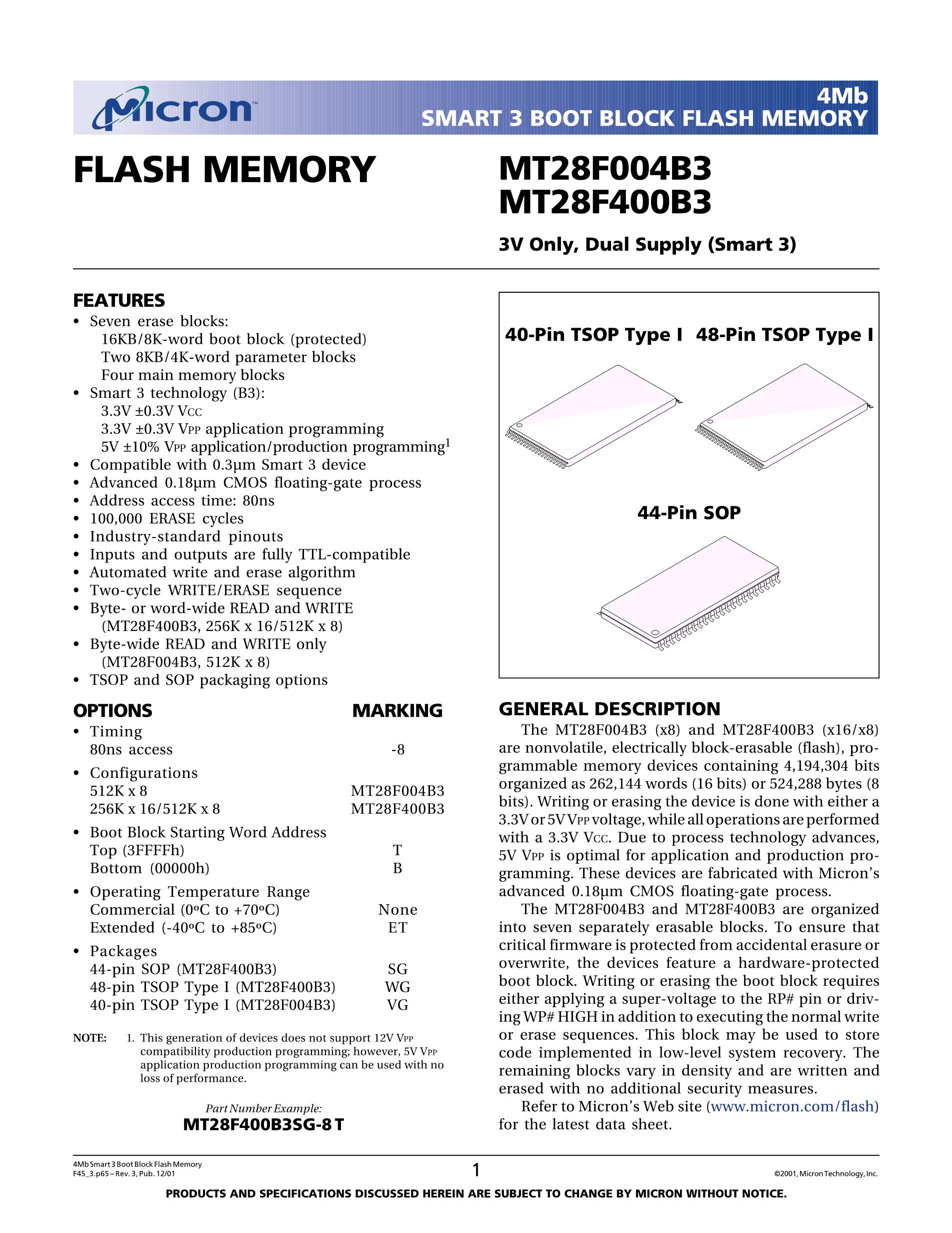 MT28F128J3FS-15's pdf picture 1