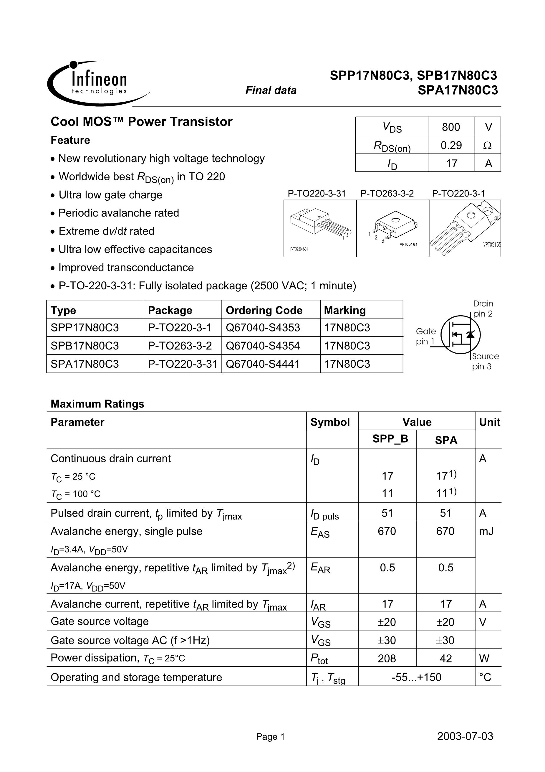 SPA11N80C3.'s pdf picture 1