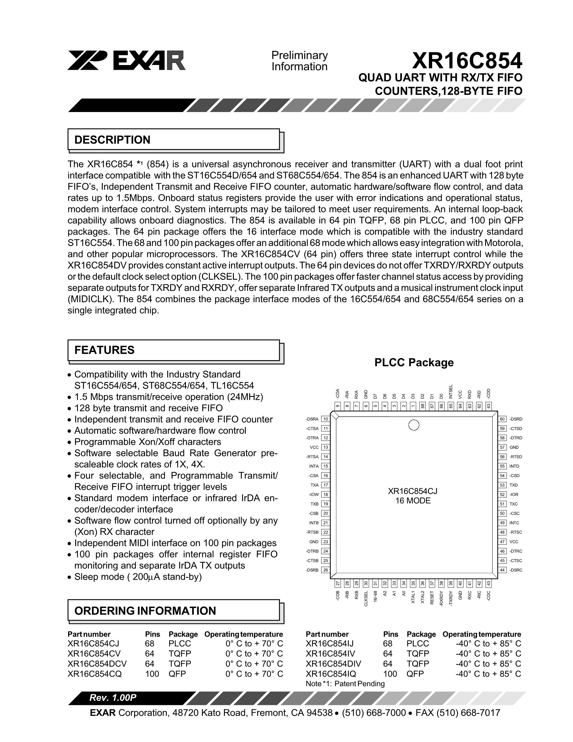 XR16C850CJ-F's pdf picture 1
