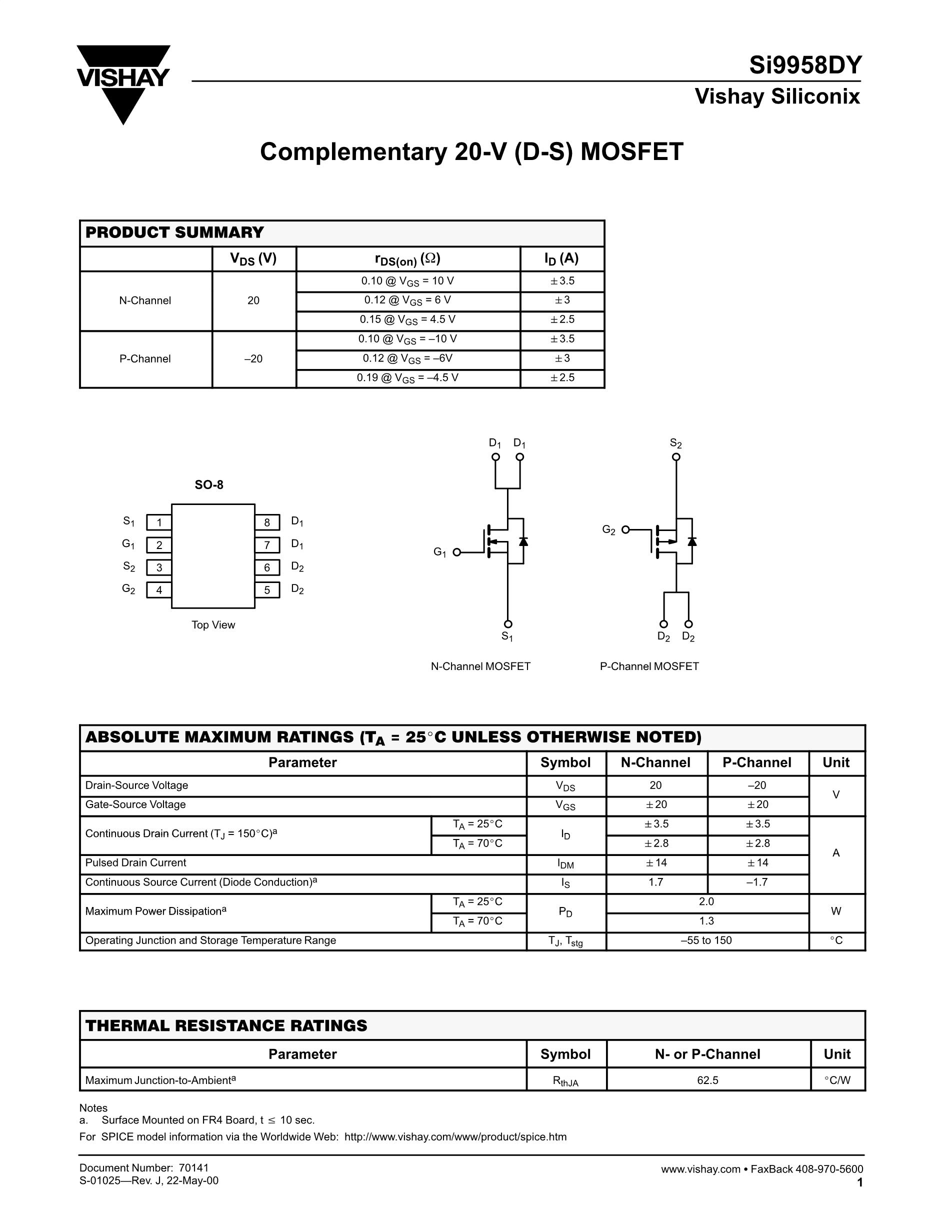 SI9958DY's pdf picture 1