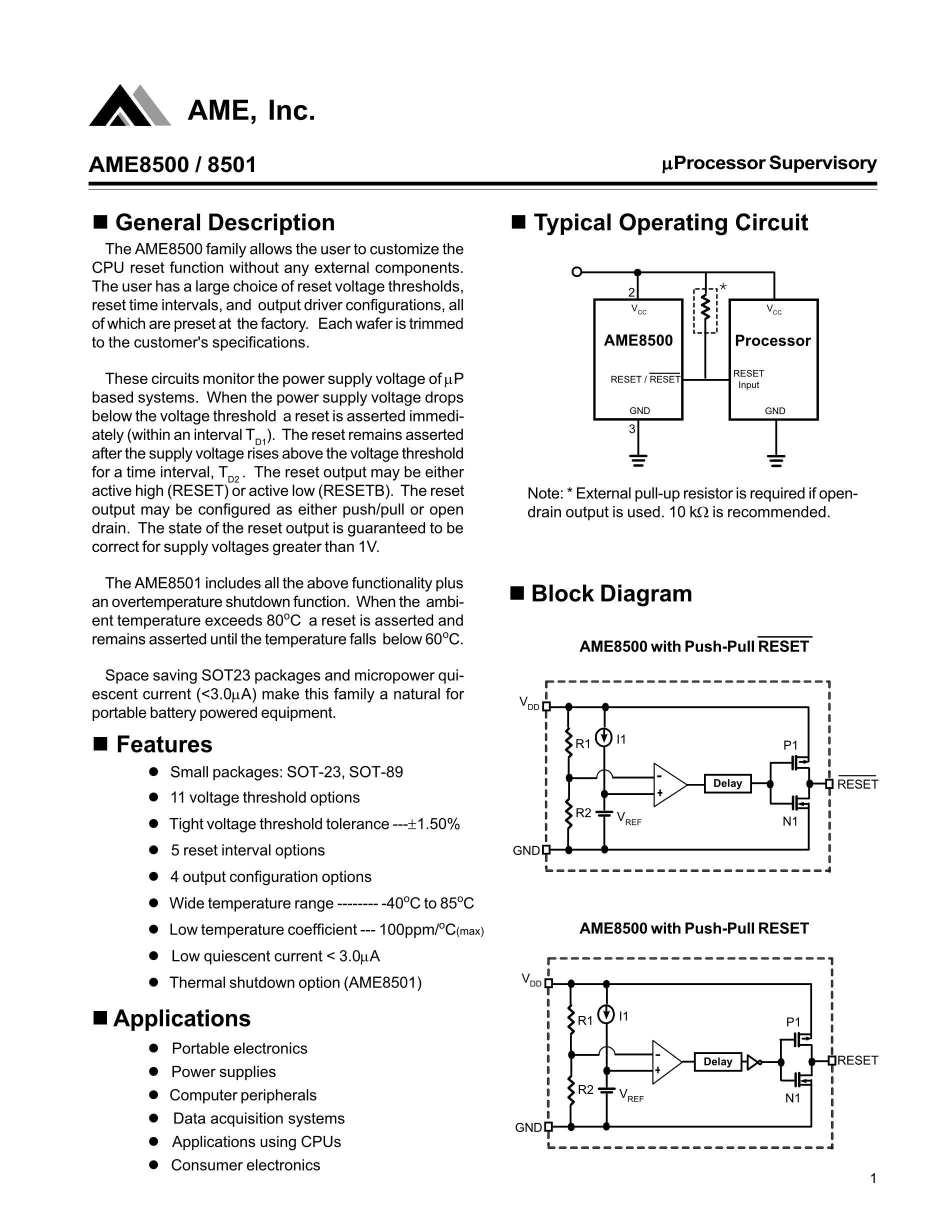 AME8805GEFT's pdf picture 1
