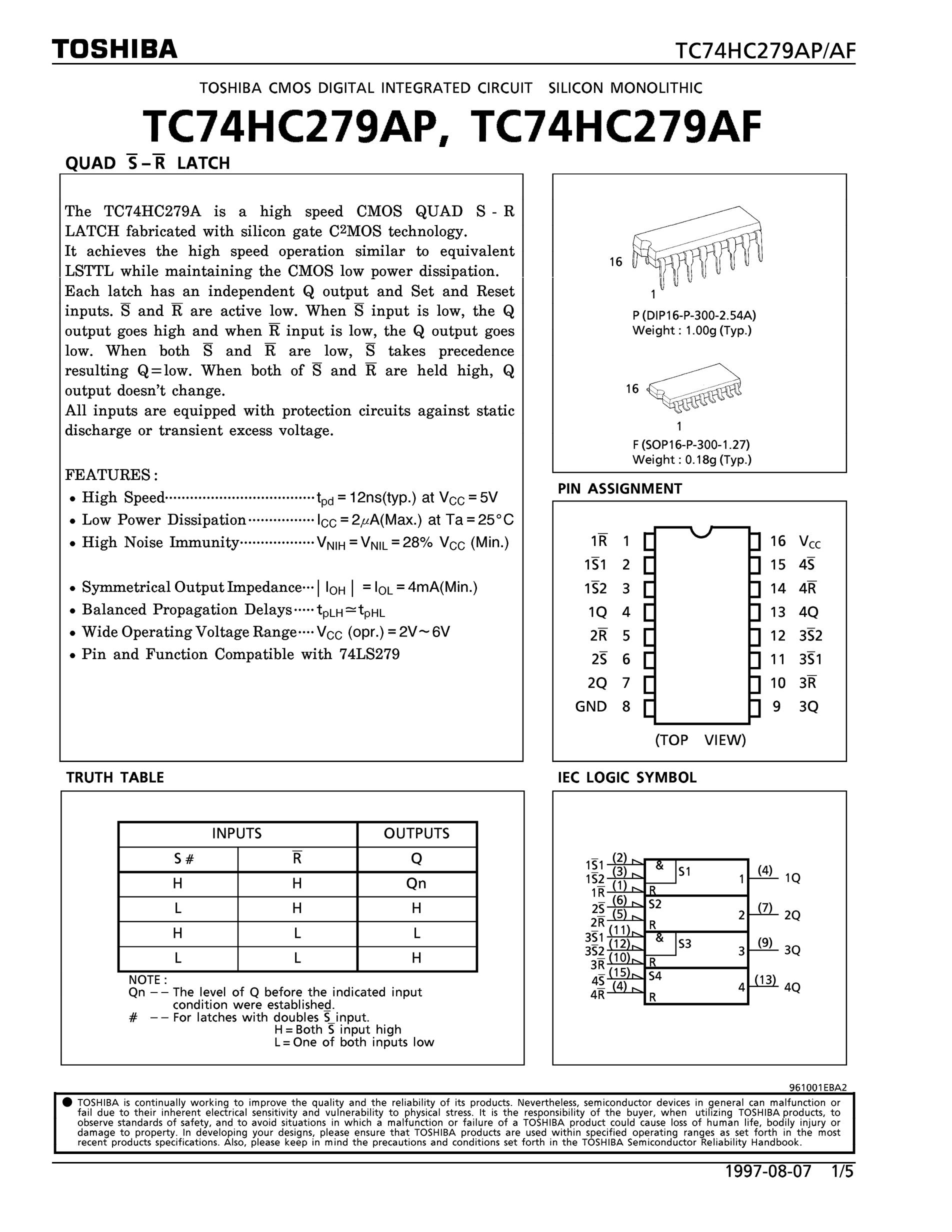 TC74HC279AF's pdf picture 1